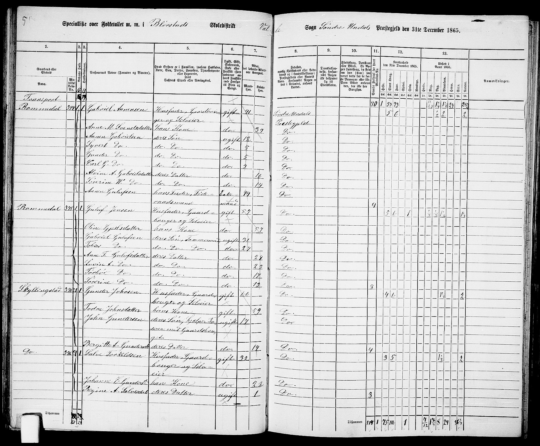 RA, Folketelling 1865 for 1029P Sør-Audnedal prestegjeld, 1865, s. 59