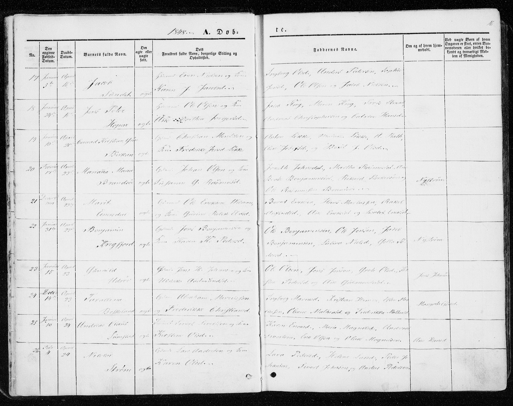 Ministerialprotokoller, klokkerbøker og fødselsregistre - Sør-Trøndelag, SAT/A-1456/657/L0704: Ministerialbok nr. 657A05, 1846-1857, s. 16