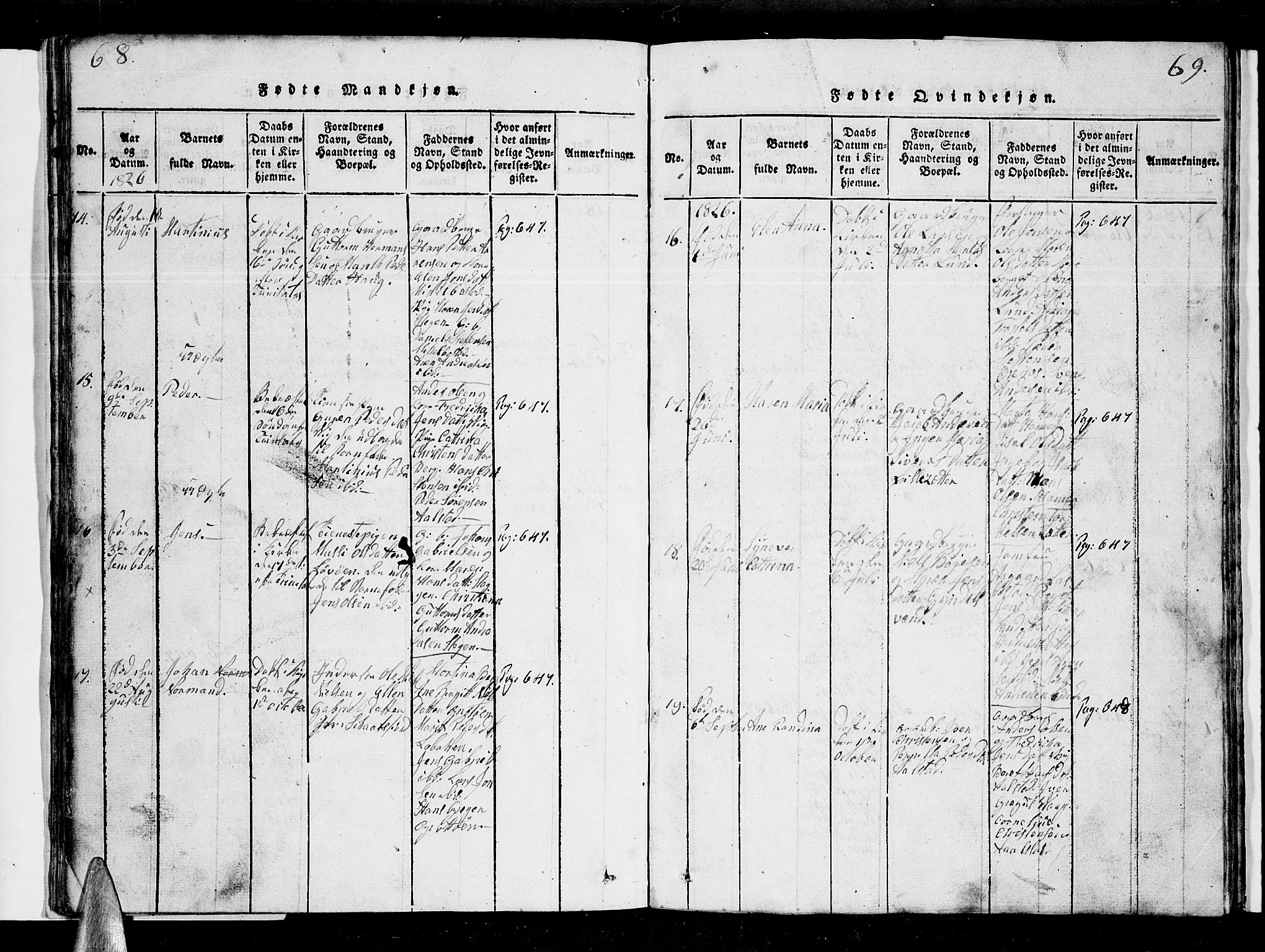 Ministerialprotokoller, klokkerbøker og fødselsregistre - Nordland, AV/SAT-A-1459/855/L0812: Klokkerbok nr. 855C01, 1821-1838, s. 68-69