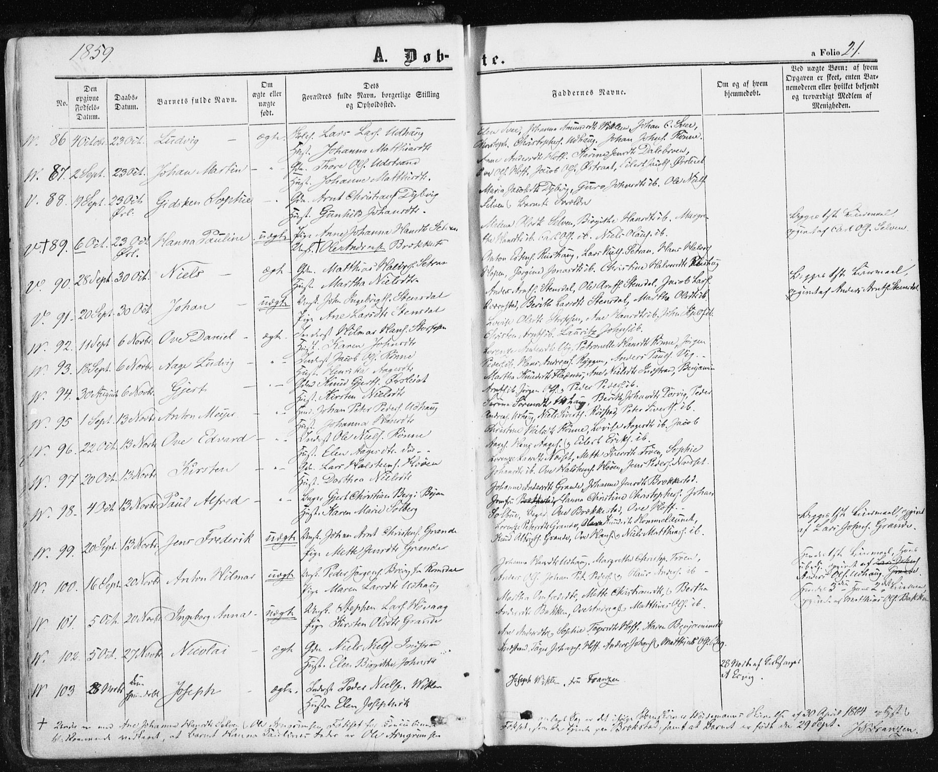 Ministerialprotokoller, klokkerbøker og fødselsregistre - Sør-Trøndelag, SAT/A-1456/659/L0737: Ministerialbok nr. 659A07, 1857-1875, s. 21