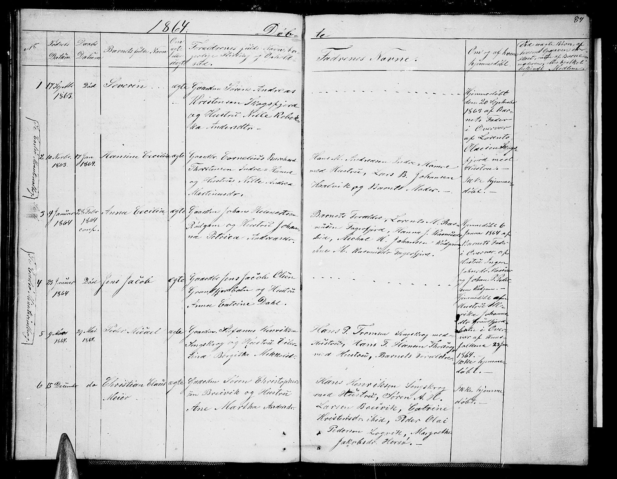 Karlsøy sokneprestembete, SATØ/S-1299/H/Ha/Hab/L0004klokker: Klokkerbok nr. 4, 1845-1870, s. 84