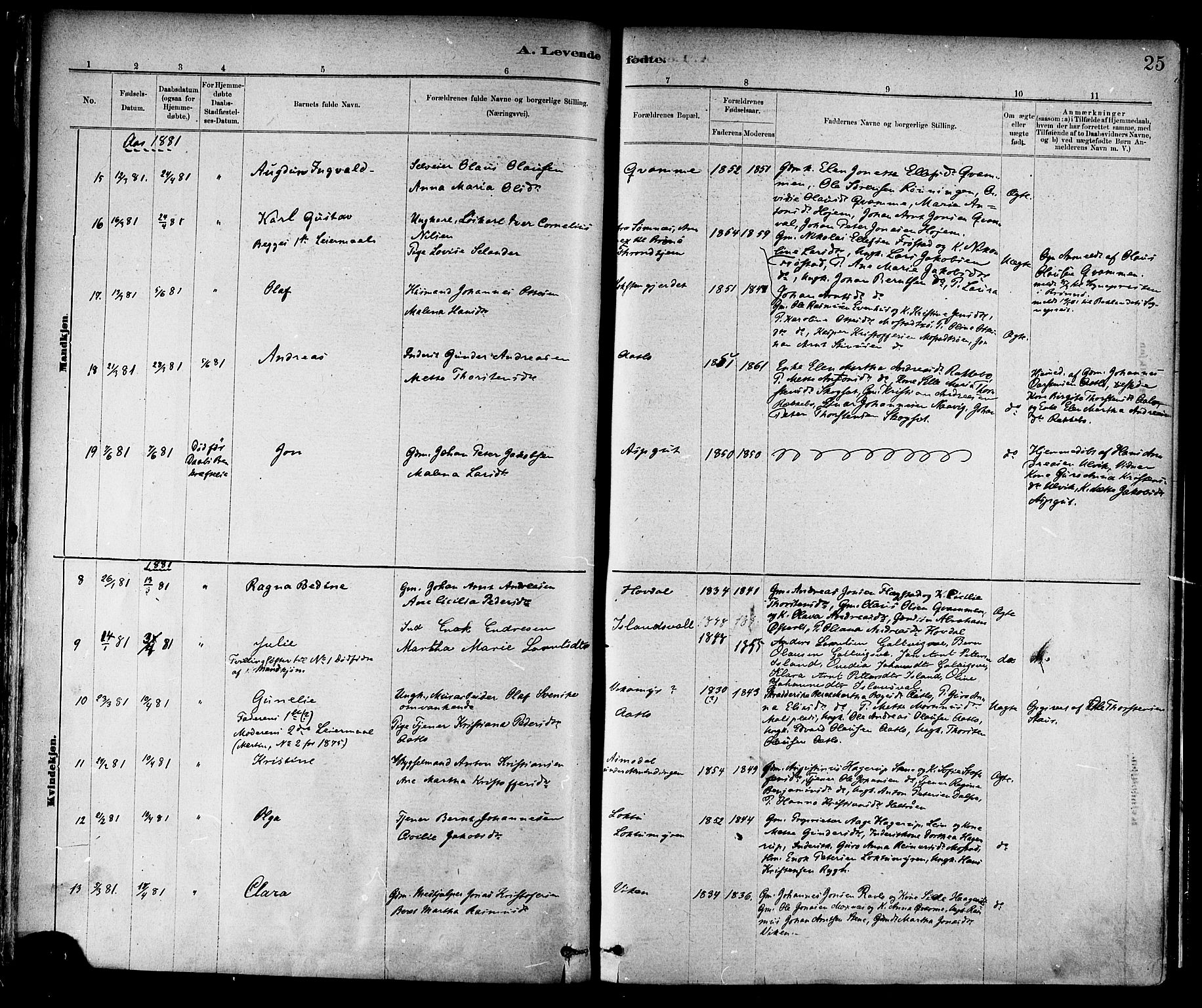 Ministerialprotokoller, klokkerbøker og fødselsregistre - Nord-Trøndelag, AV/SAT-A-1458/713/L0120: Ministerialbok nr. 713A09, 1878-1887, s. 25