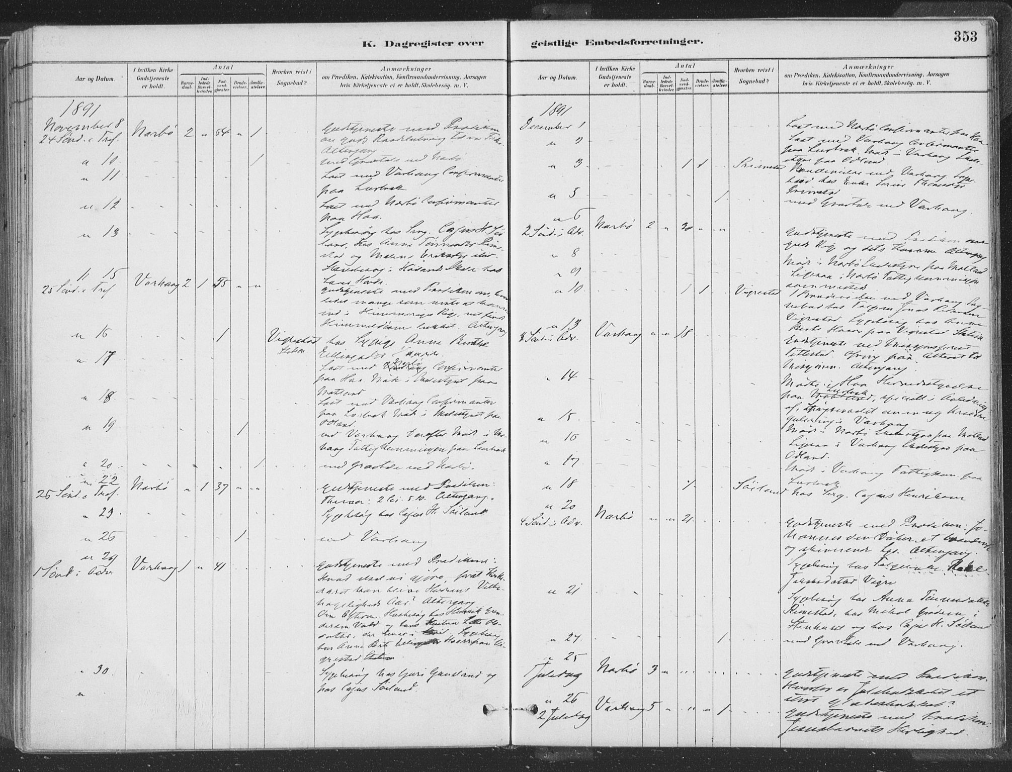 Hå sokneprestkontor, AV/SAST-A-101801/001/30BA/L0010: Ministerialbok nr. A 9, 1879-1896, s. 353
