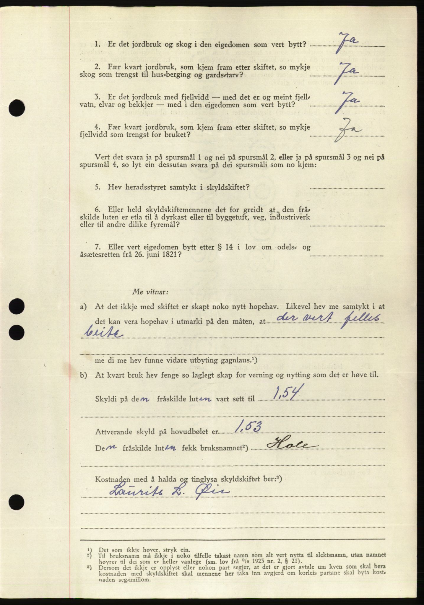 Søre Sunnmøre sorenskriveri, AV/SAT-A-4122/1/2/2C/L0076: Pantebok nr. 2A, 1943-1944, Dagboknr: 198/1944