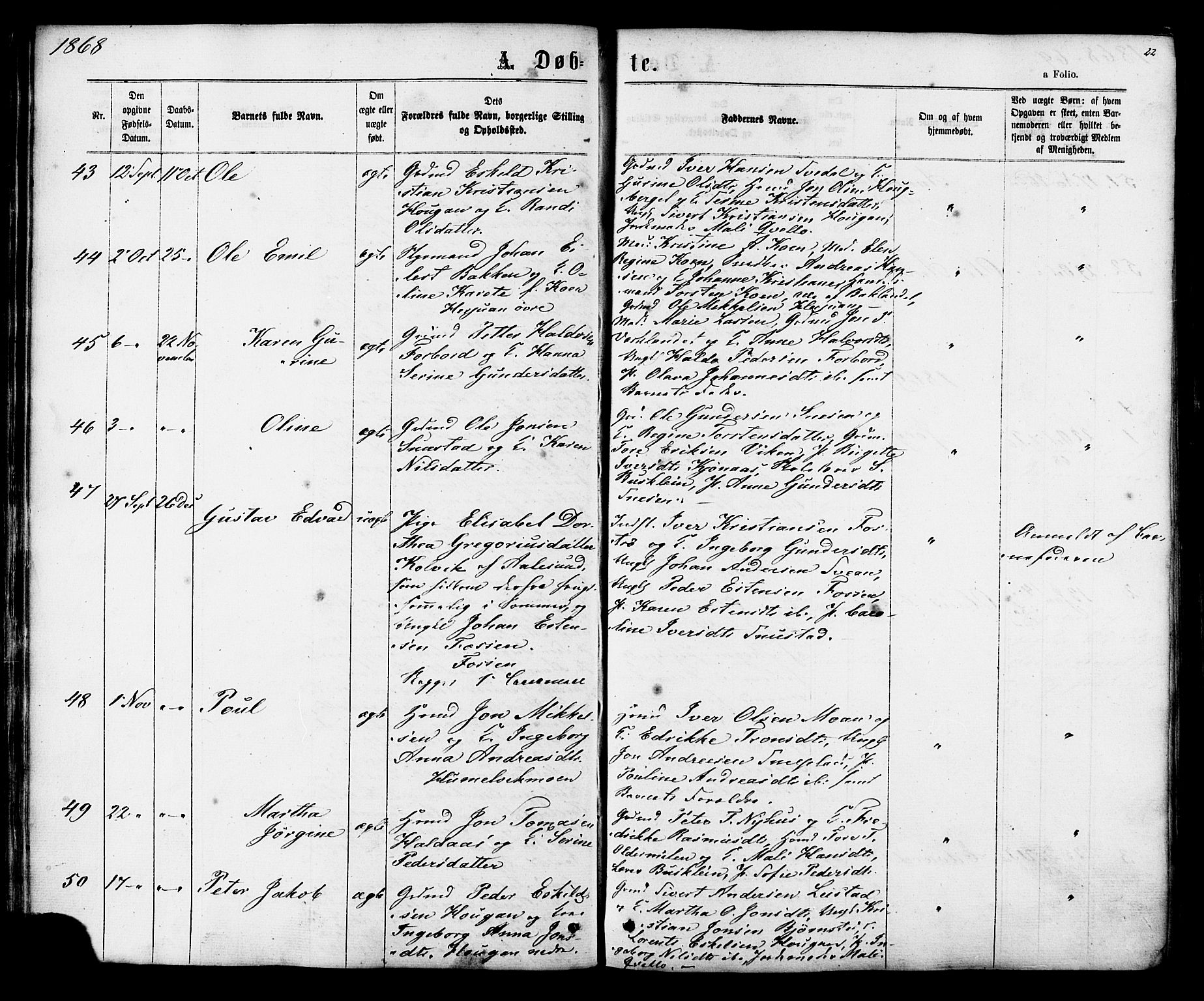 Ministerialprotokoller, klokkerbøker og fødselsregistre - Sør-Trøndelag, SAT/A-1456/616/L0409: Ministerialbok nr. 616A06, 1865-1877, s. 22