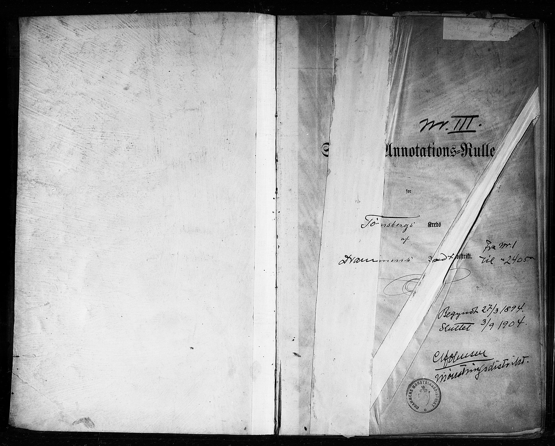 Tønsberg innrulleringskontor, AV/SAKO-A-786/F/Fb/L0008: Annotasjonsrulle Patent nr. 1-2405, 1894-1904, s. 2