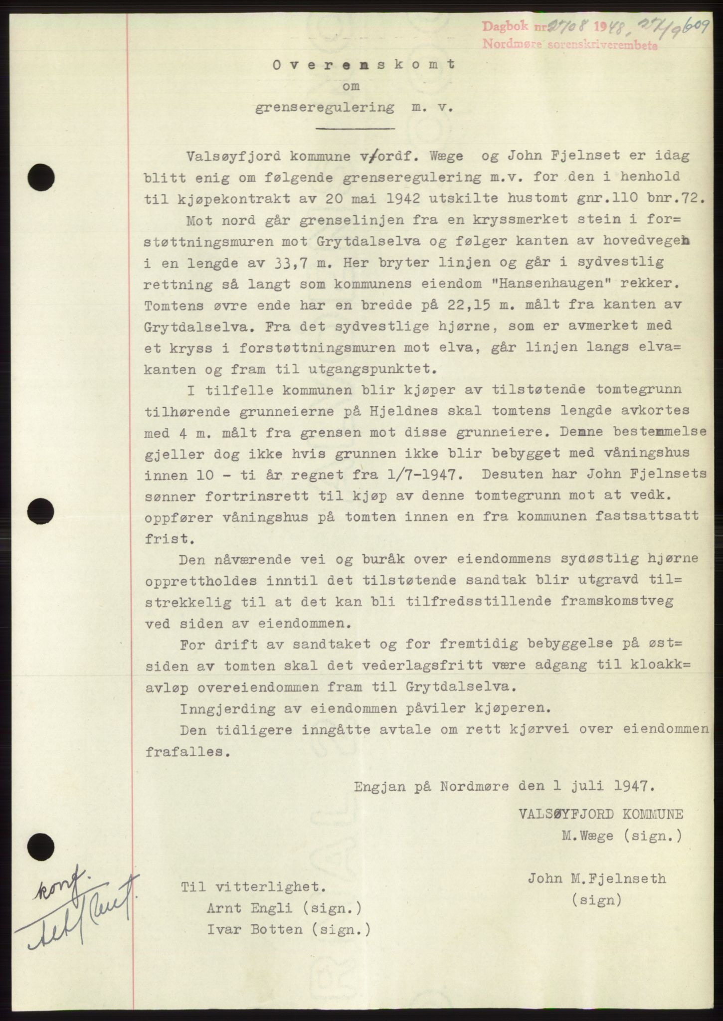 Nordmøre sorenskriveri, SAT/A-4132/1/2/2Ca: Pantebok nr. B99, 1948-1948, Dagboknr: 2708/1948