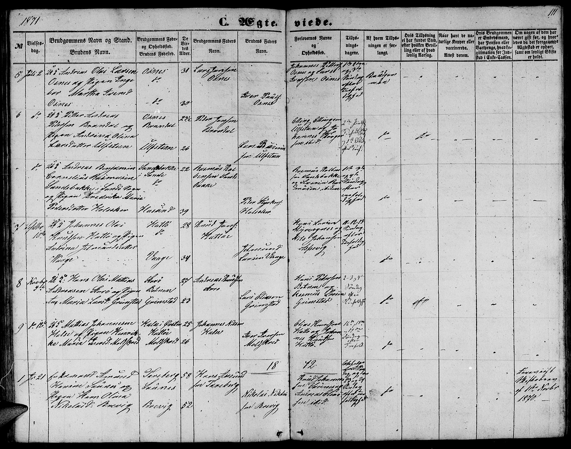 Ministerialprotokoller, klokkerbøker og fødselsregistre - Møre og Romsdal, SAT/A-1454/509/L0111: Klokkerbok nr. 509C01, 1854-1882, s. 111