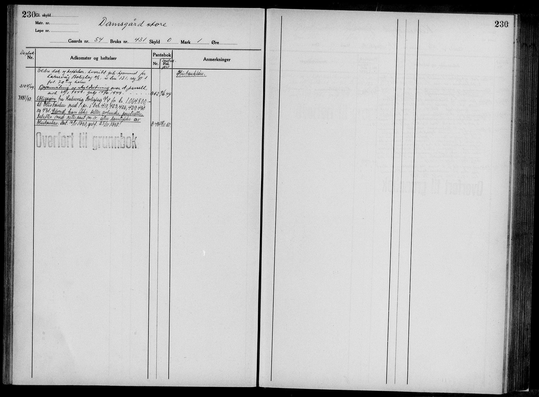 Midhordland sorenskriveri, AV/SAB-A-3001/1/G/Ga/Gab/L0117: Panteregister nr. II.A.b.117, s. 230