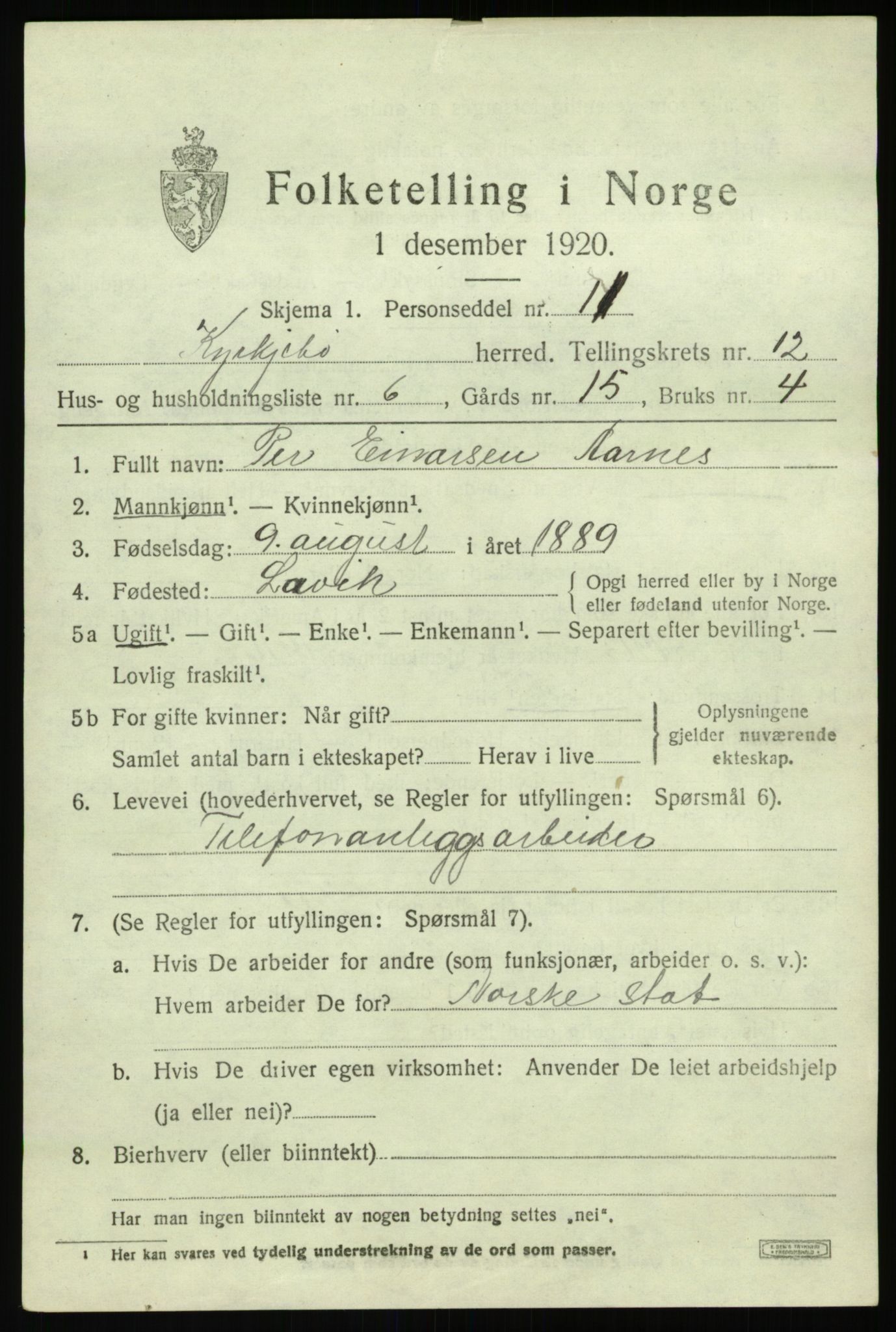SAB, Folketelling 1920 for 1416 Kyrkjebø herred, 1920, s. 5971