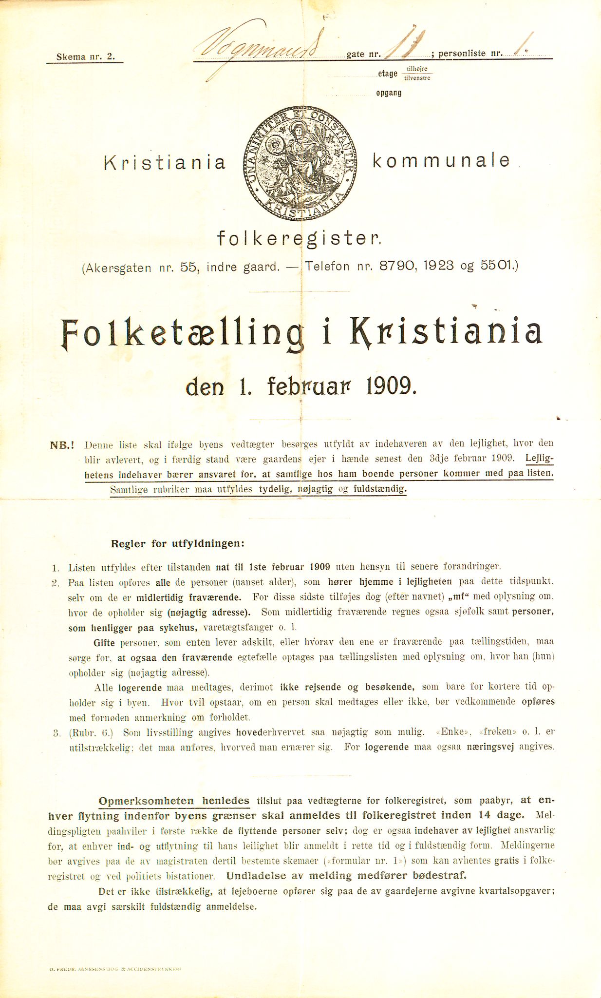 OBA, Kommunal folketelling 1.2.1909 for Kristiania kjøpstad, 1909, s. 112629