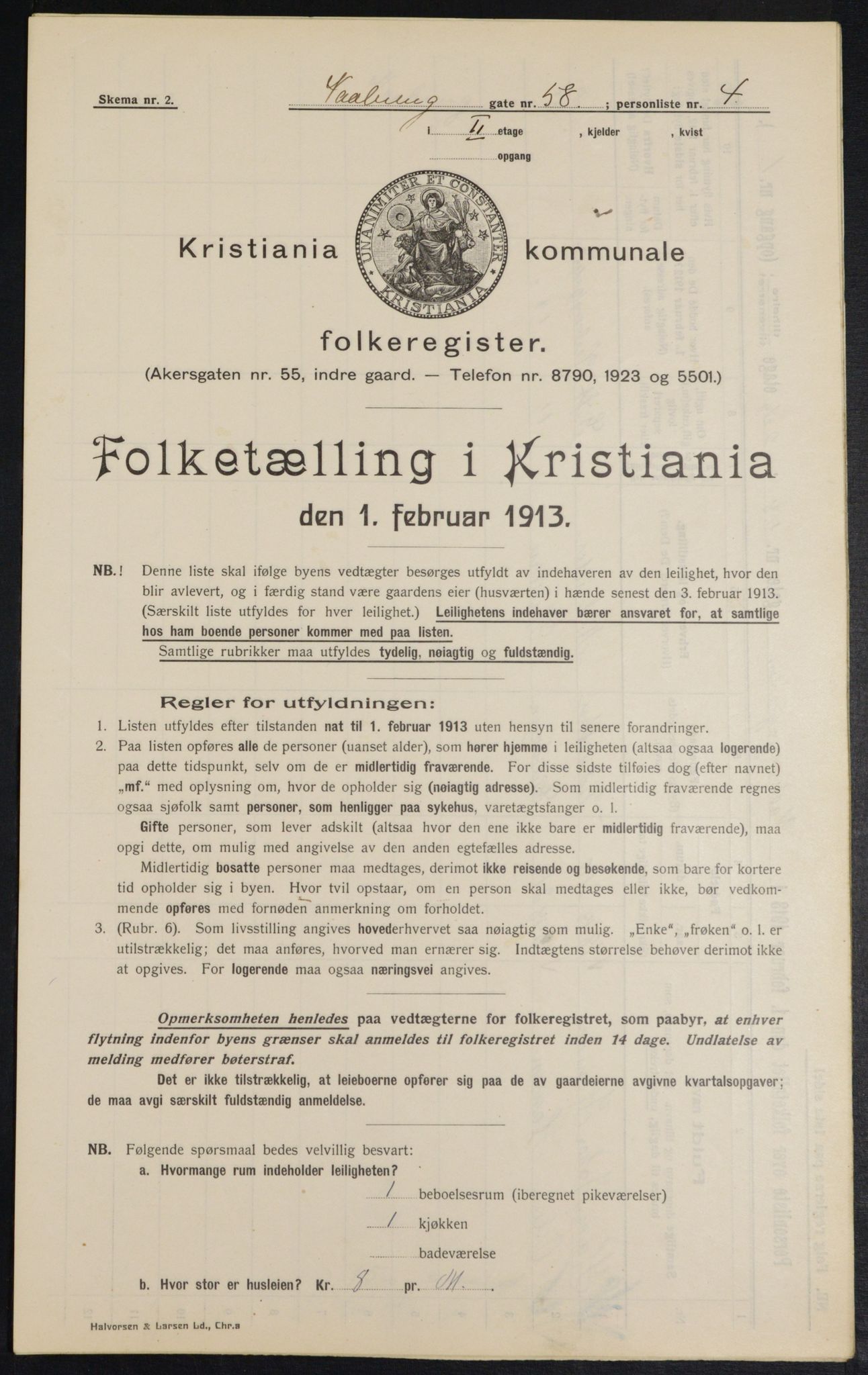 OBA, Kommunal folketelling 1.2.1913 for Kristiania, 1913, s. 126097