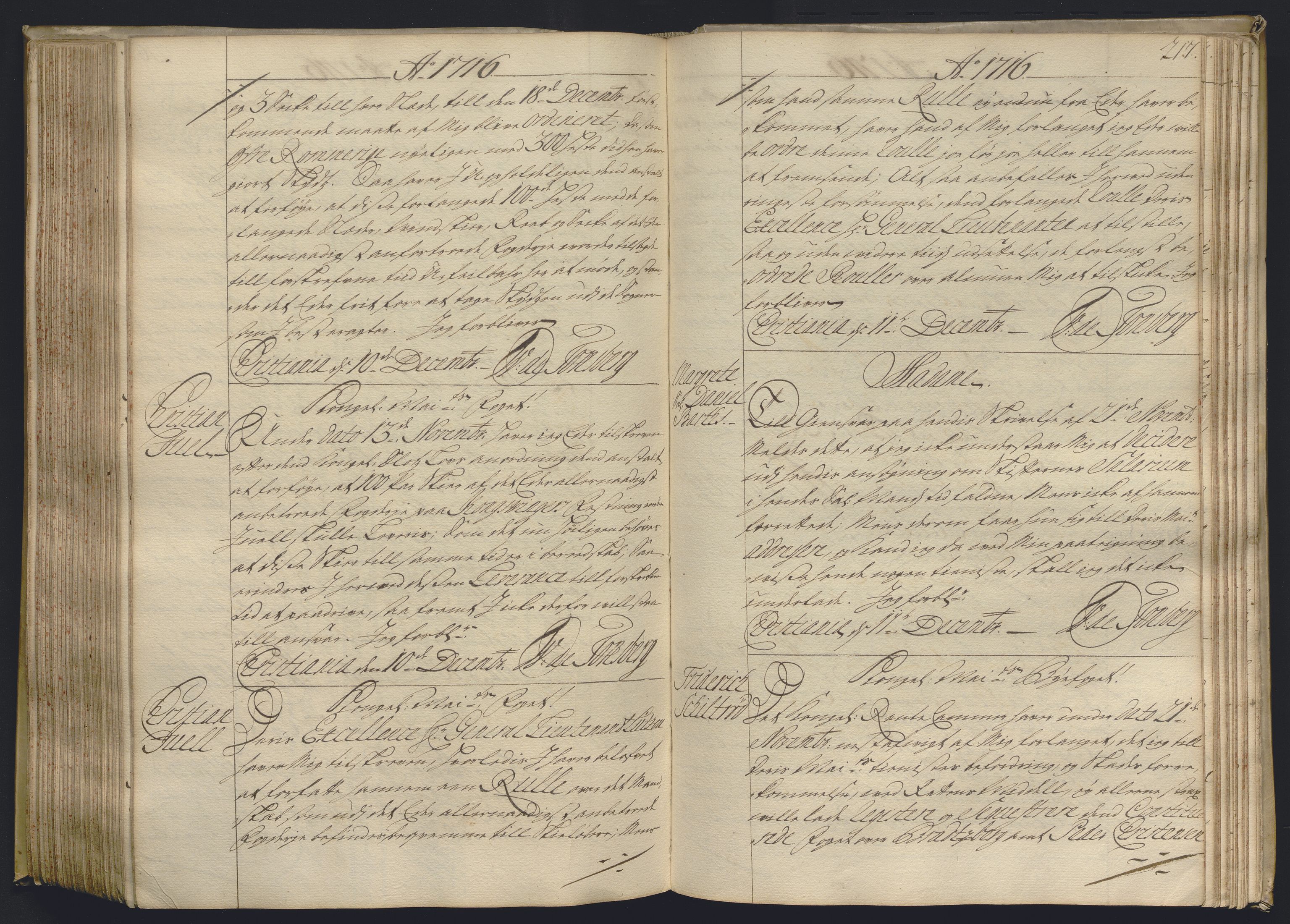Kristiania stiftamt, AV/SAO-A-10386/B/Ba/L0004: Kopibok, 1715-1717, s. 216b-217a
