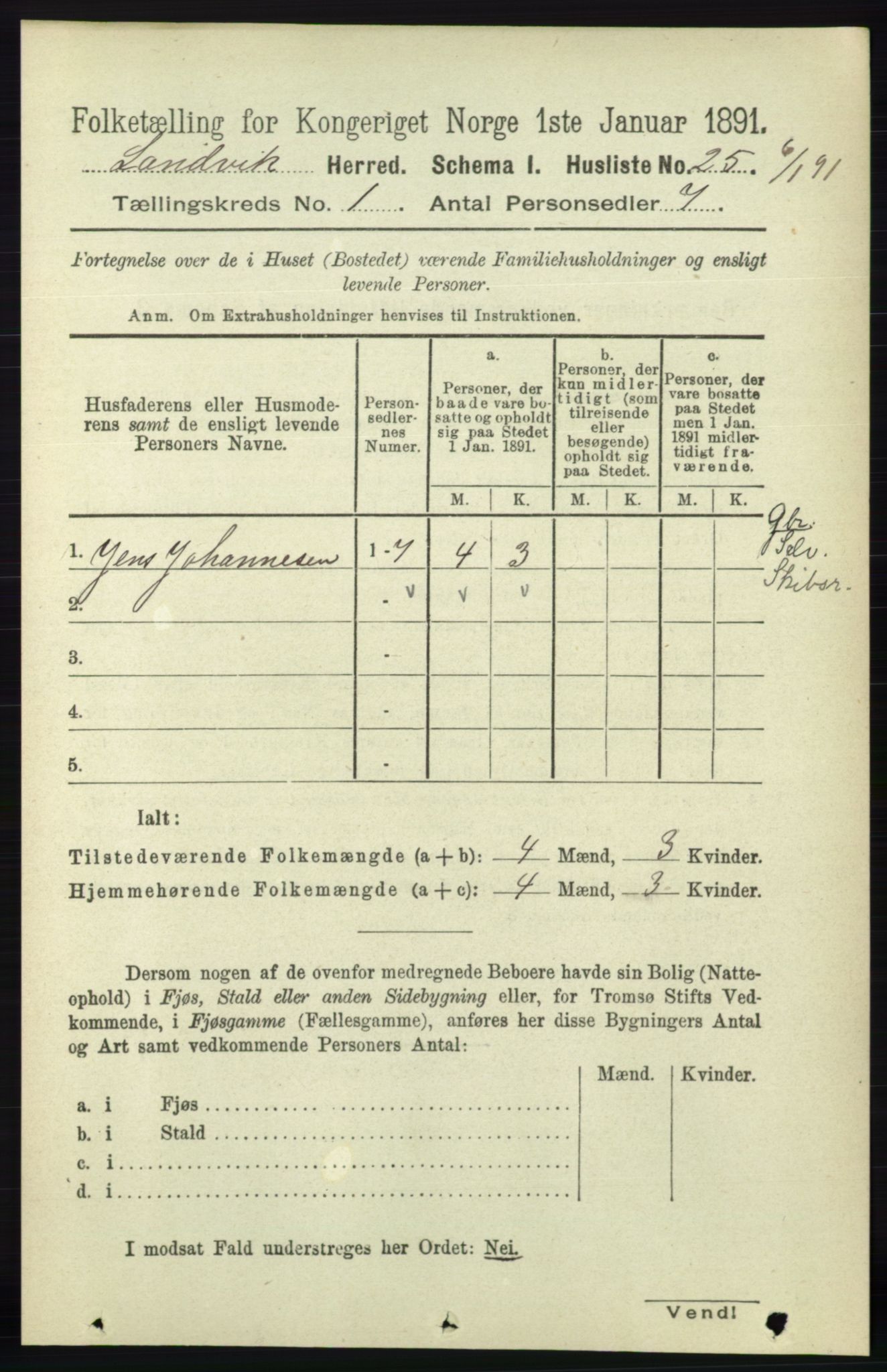 RA, Folketelling 1891 for 0924 Landvik herred, 1891, s. 49