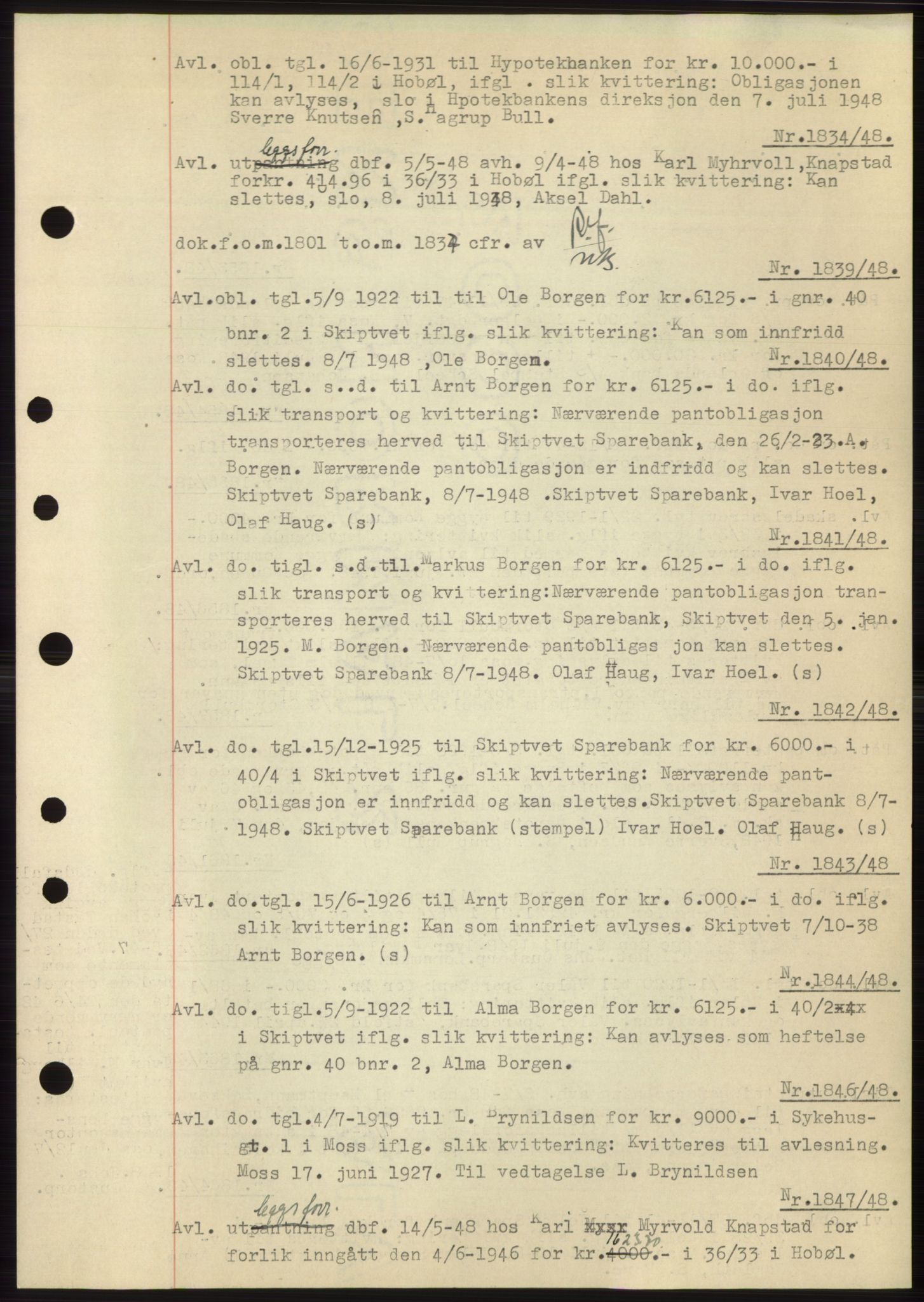Moss sorenskriveri, SAO/A-10168: Pantebok nr. C10, 1938-1950, Dagboknr: 1834/1948