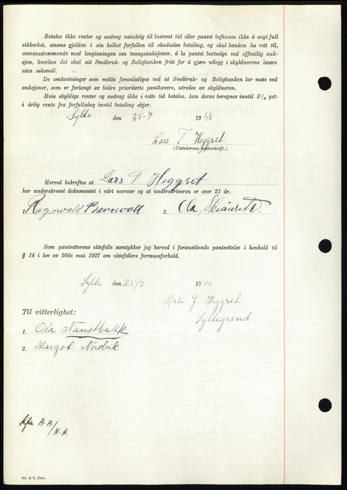 Nordmøre sorenskriveri, AV/SAT-A-4132/1/2/2Ca: Pantebok nr. B94, 1946-1946, Dagboknr: 1598/1946