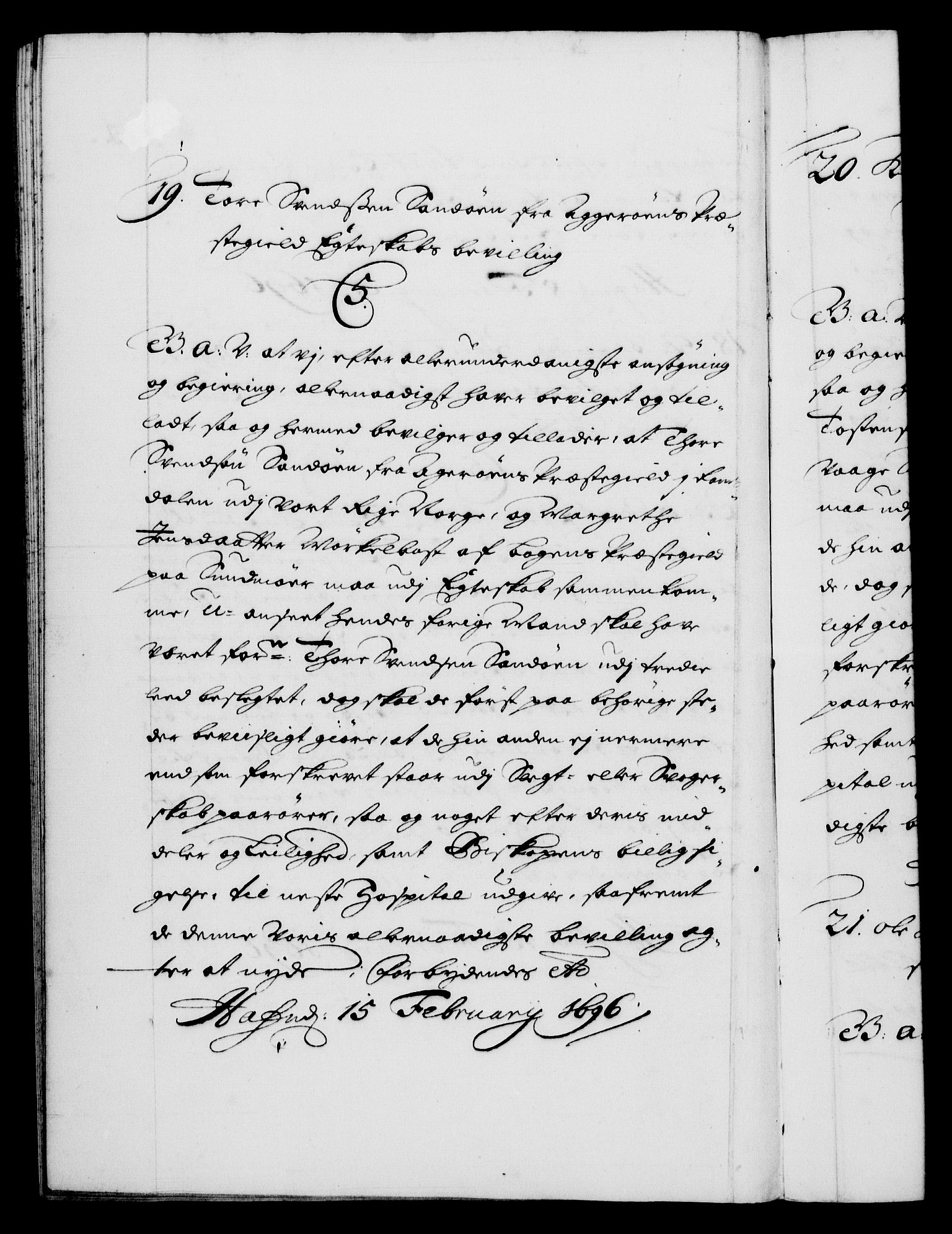 Danske Kanselli 1572-1799, RA/EA-3023/F/Fc/Fca/Fcaa/L0016: Norske registre (mikrofilm), 1692-1697, s. 320b