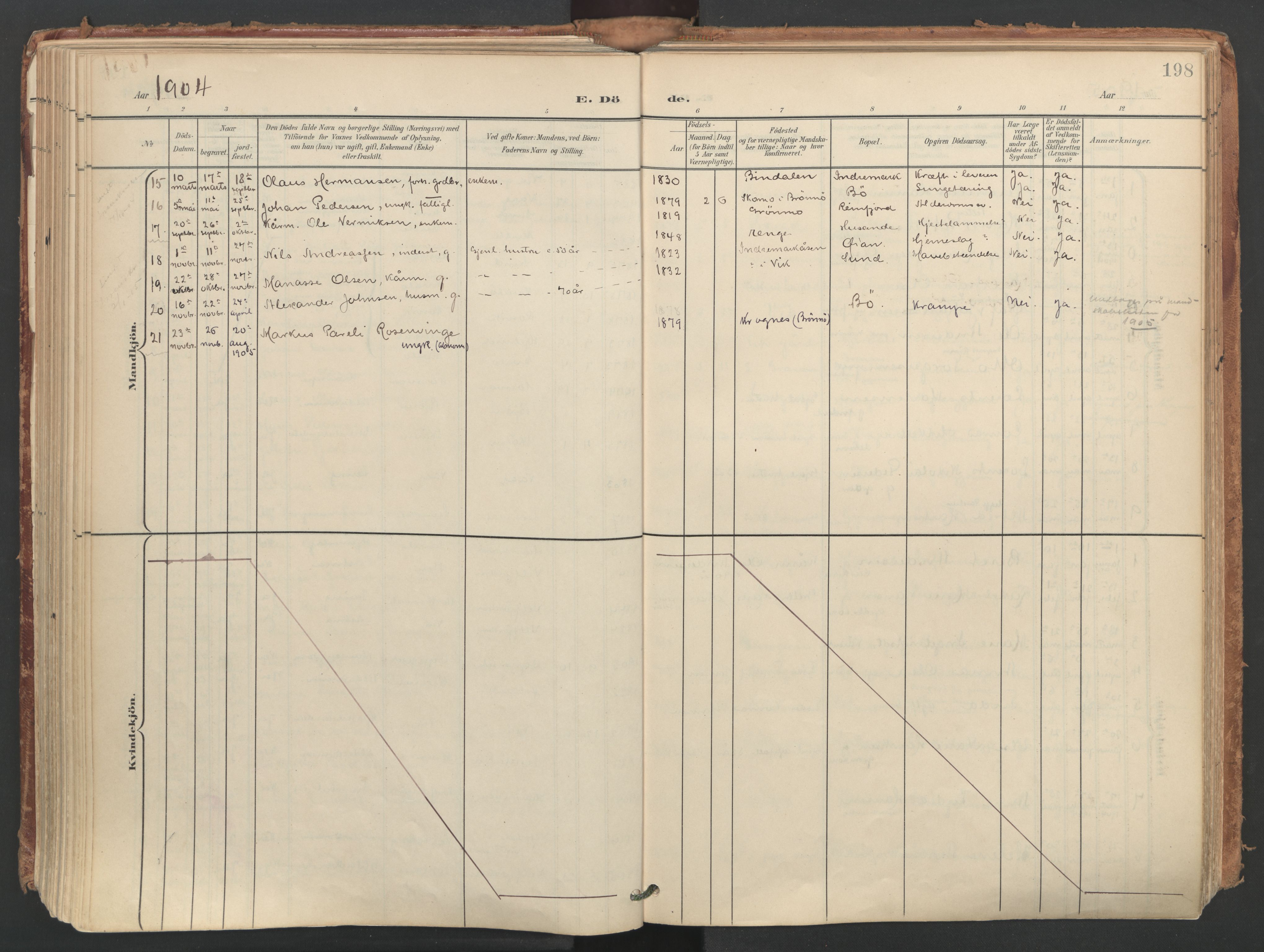 Ministerialprotokoller, klokkerbøker og fødselsregistre - Nordland, AV/SAT-A-1459/812/L0180: Ministerialbok nr. 812A09, 1901-1915, s. 198