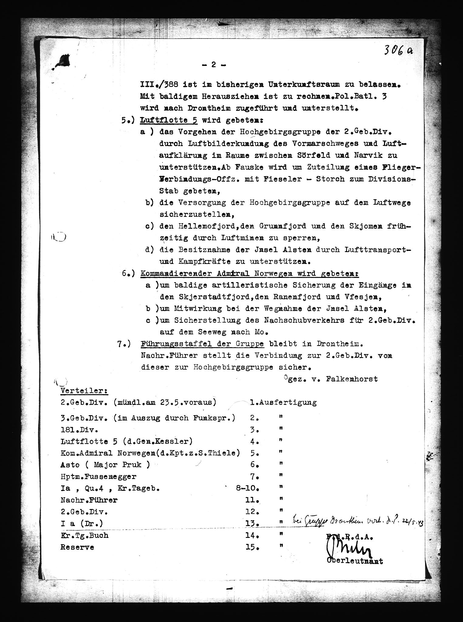 Documents Section, AV/RA-RAFA-2200/V/L0079: Amerikansk mikrofilm "Captured German Documents".
Box No. 718.  FKA jnr. 601/1954., 1940, s. 9
