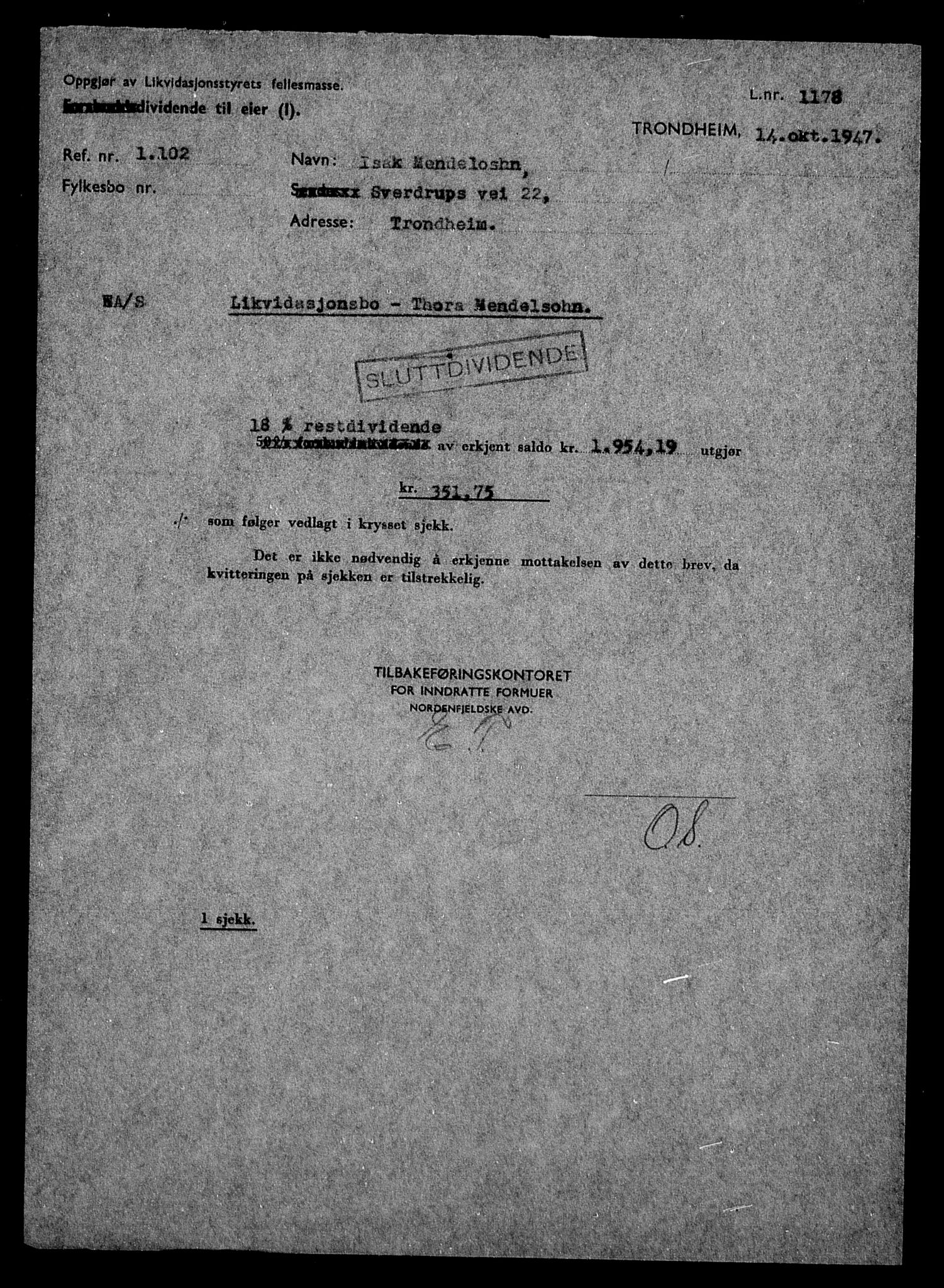 Justisdepartementet, Tilbakeføringskontoret for inndratte formuer, AV/RA-S-1564/H/Hc/Hca/L0905: --, 1945-1947, s. 567