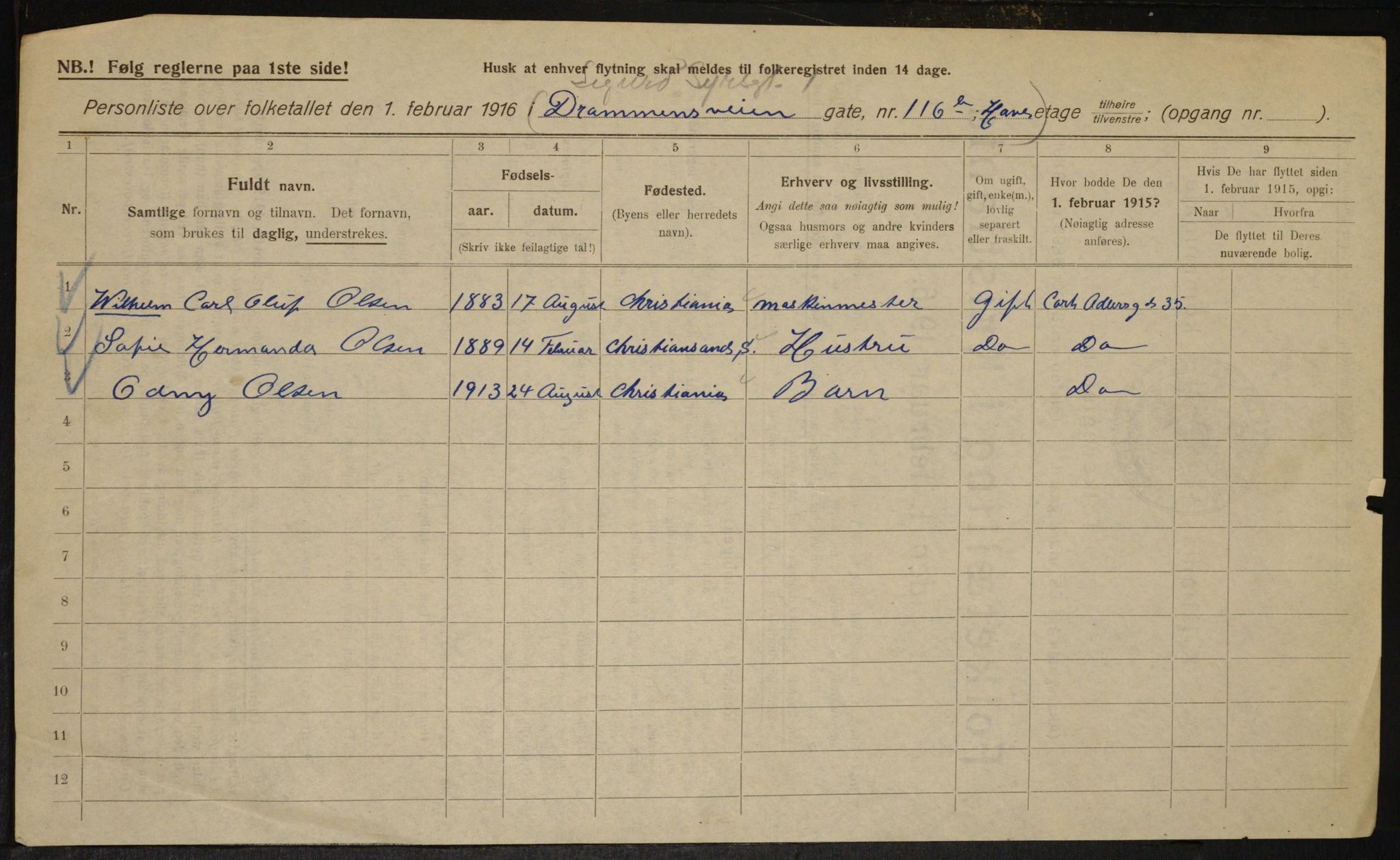 OBA, Kommunal folketelling 1.2.1916 for Kristiania, 1916, s. 97529