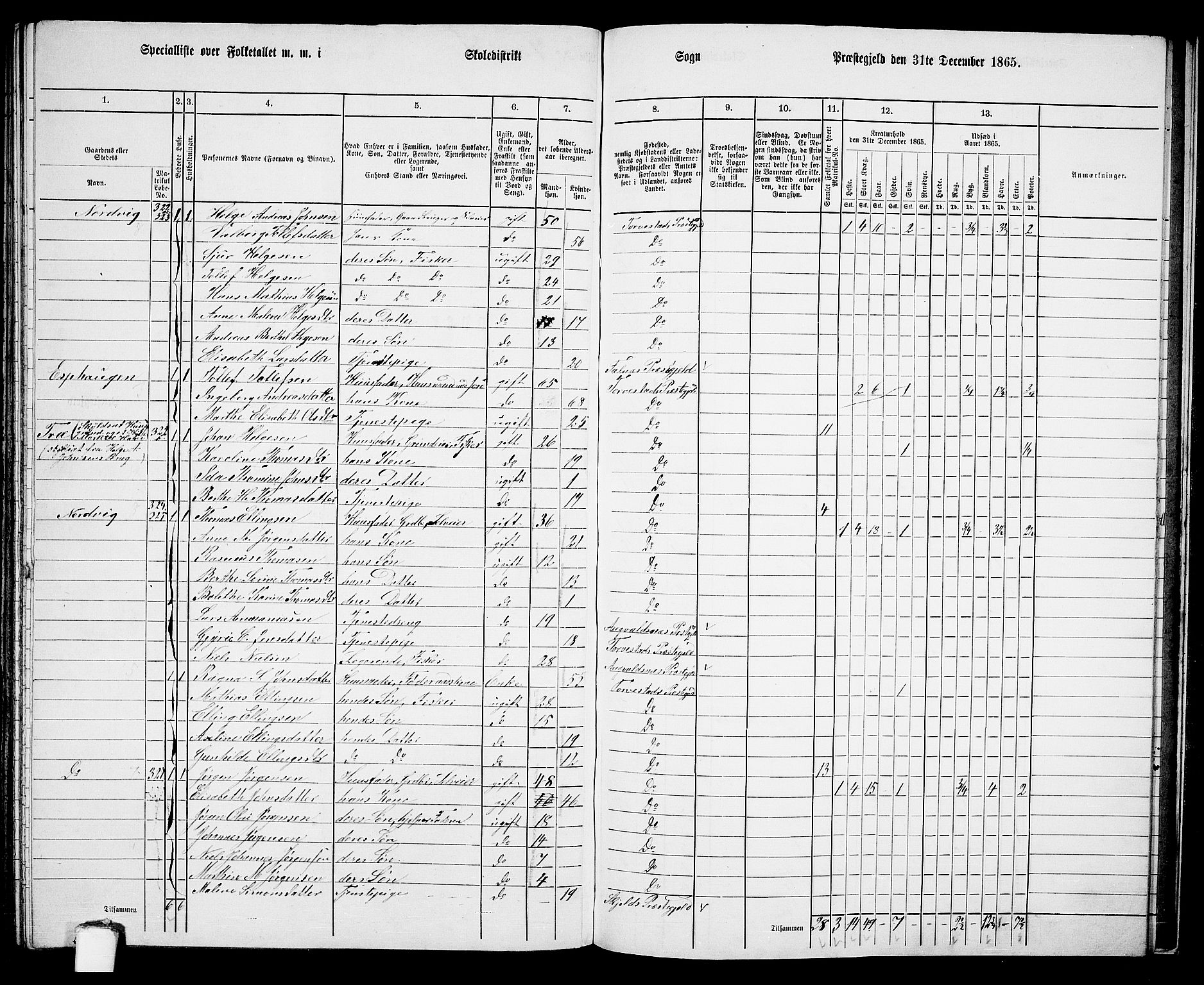 RA, Folketelling 1865 for 1152L Torvastad prestegjeld, Torvastad sokn, Skåre sokn og Utsira sokn, 1865, s. 137