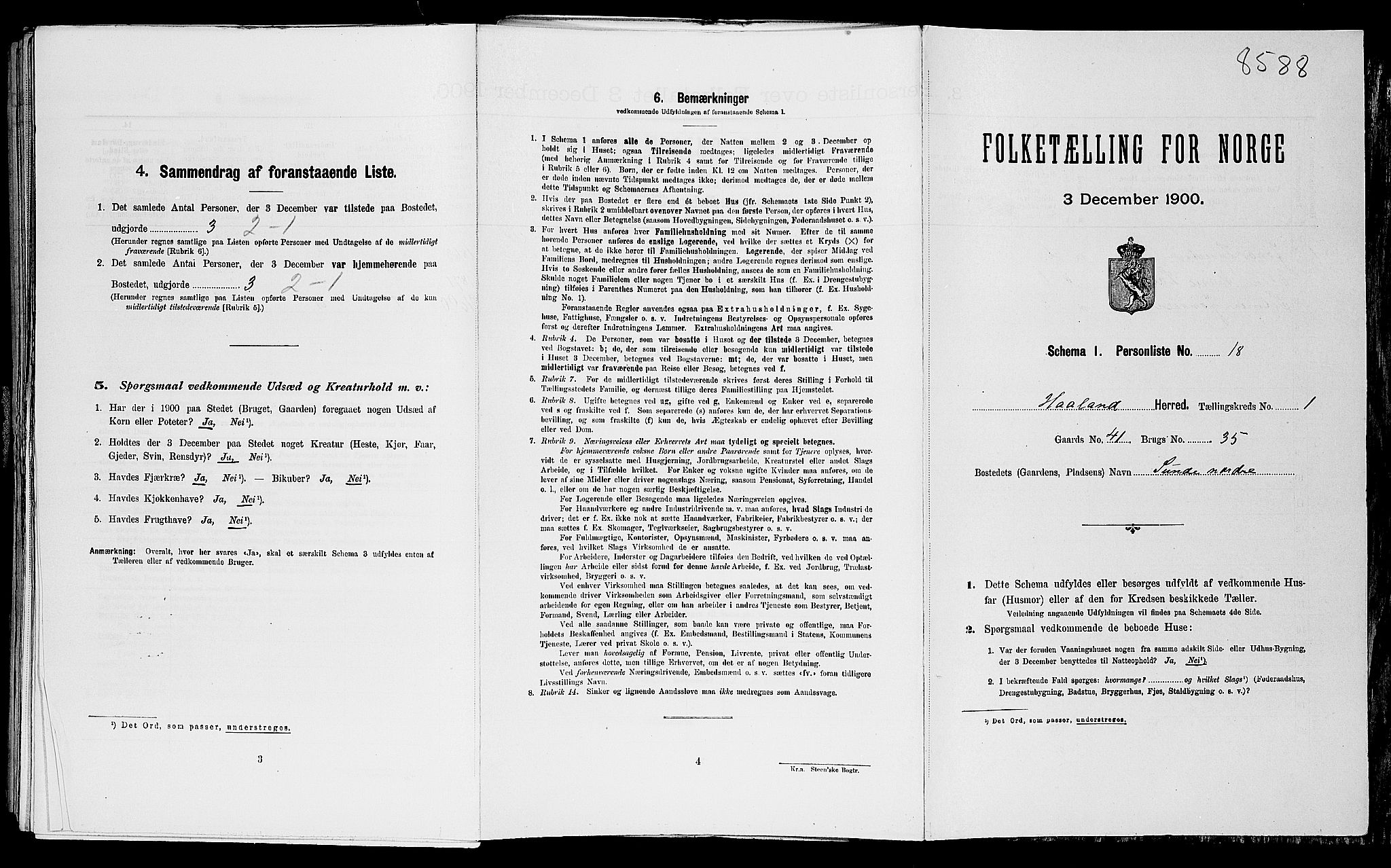 SAST, Folketelling 1900 for 1124 Haaland herred, 1900, s. 134