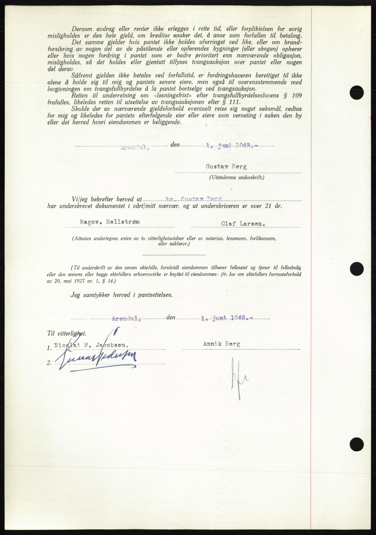 Nedenes sorenskriveri, AV/SAK-1221-0006/G/Gb/Gbb/L0005: Pantebok nr. B5, 1948-1948, Dagboknr: 827/1948