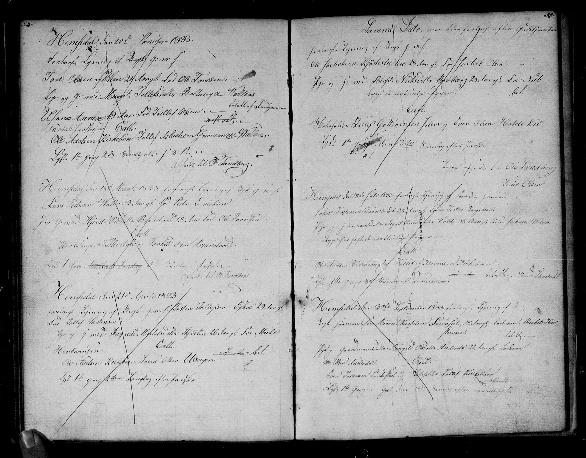 Gol kirkebøker, AV/SAKO-A-226/G/Gb/L0001: Klokkerbok nr. II 1, 1831-1838, s. 54-55