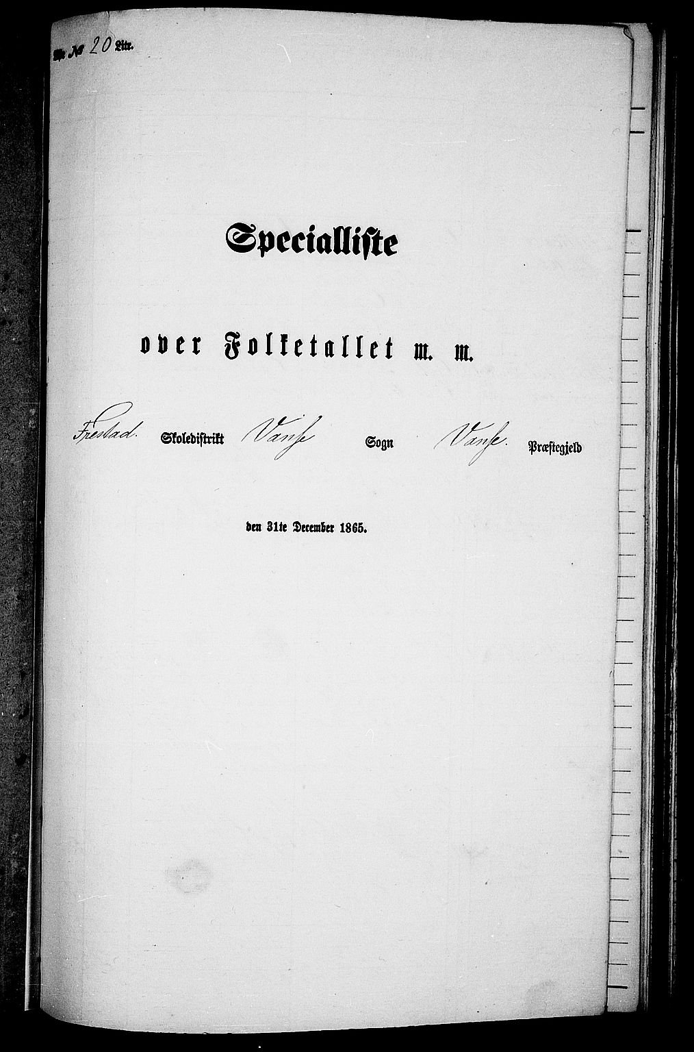 RA, Folketelling 1865 for 1041L Vanse prestegjeld, Vanse sokn og Farsund landsokn, 1865, s. 195