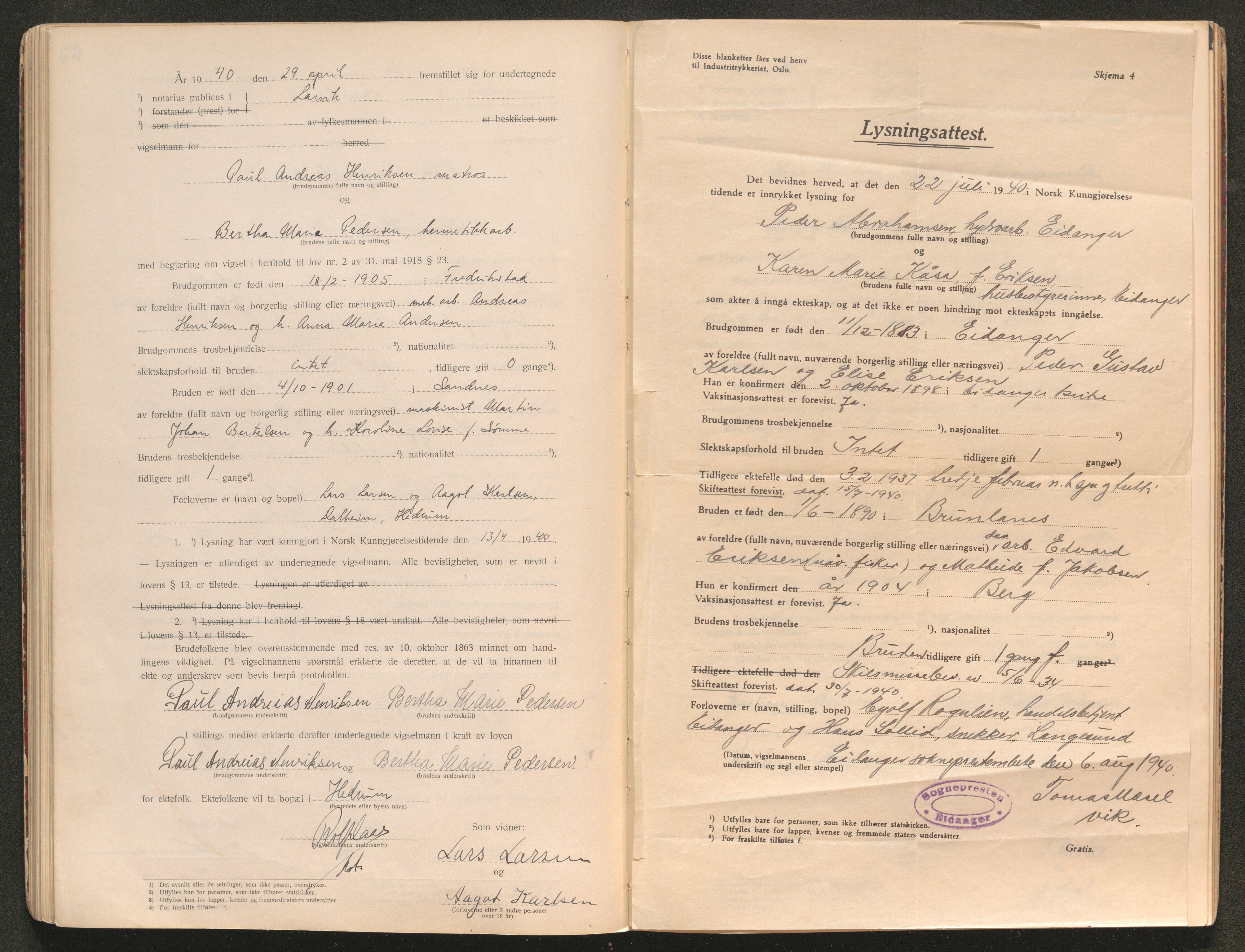 Larvik sorenskriveri, AV/SAKO-A-83/L/Lb/L0001: Vigselsprotokoll, 1920-1942, s. 64