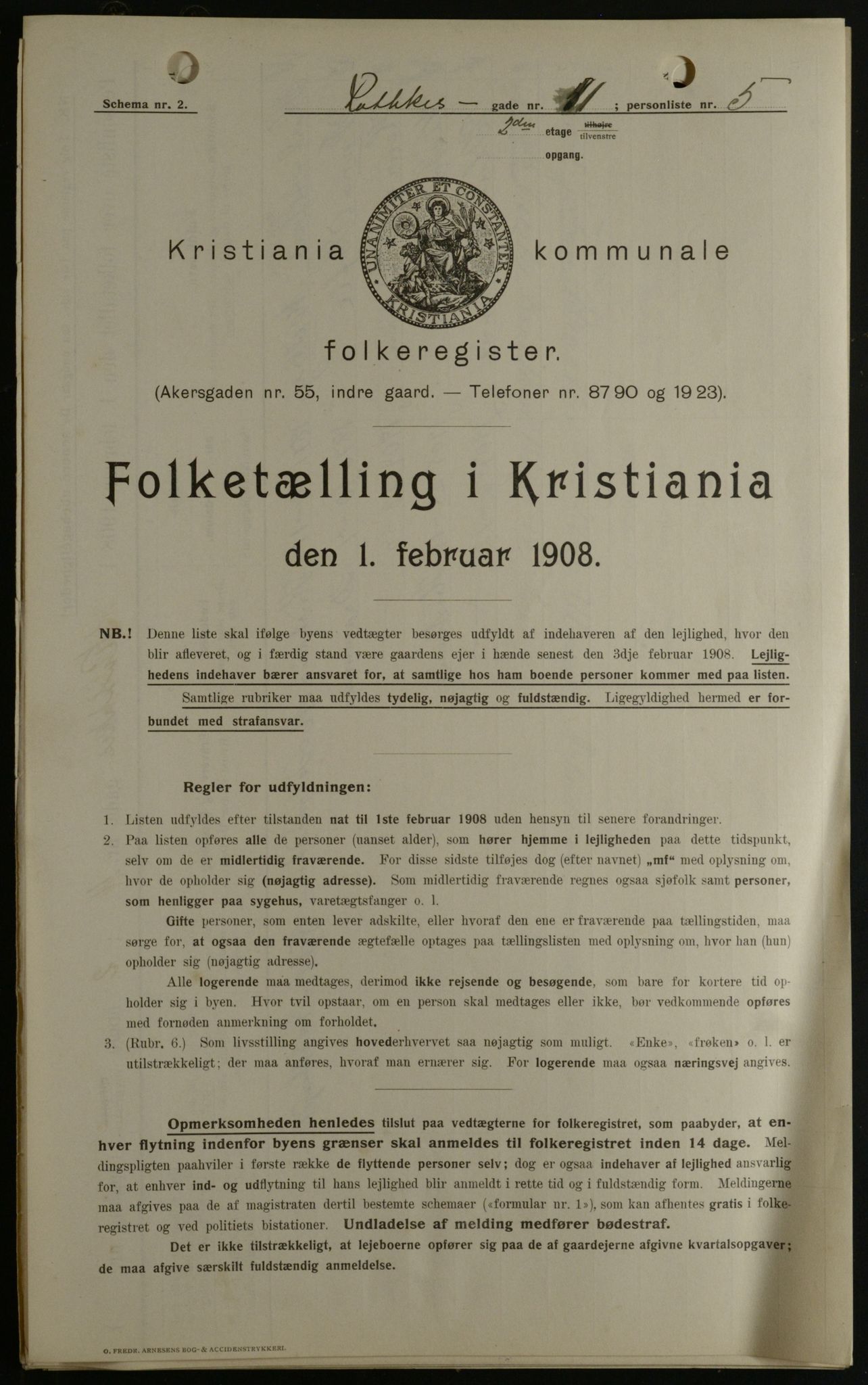 OBA, Kommunal folketelling 1.2.1908 for Kristiania kjøpstad, 1908, s. 74032
