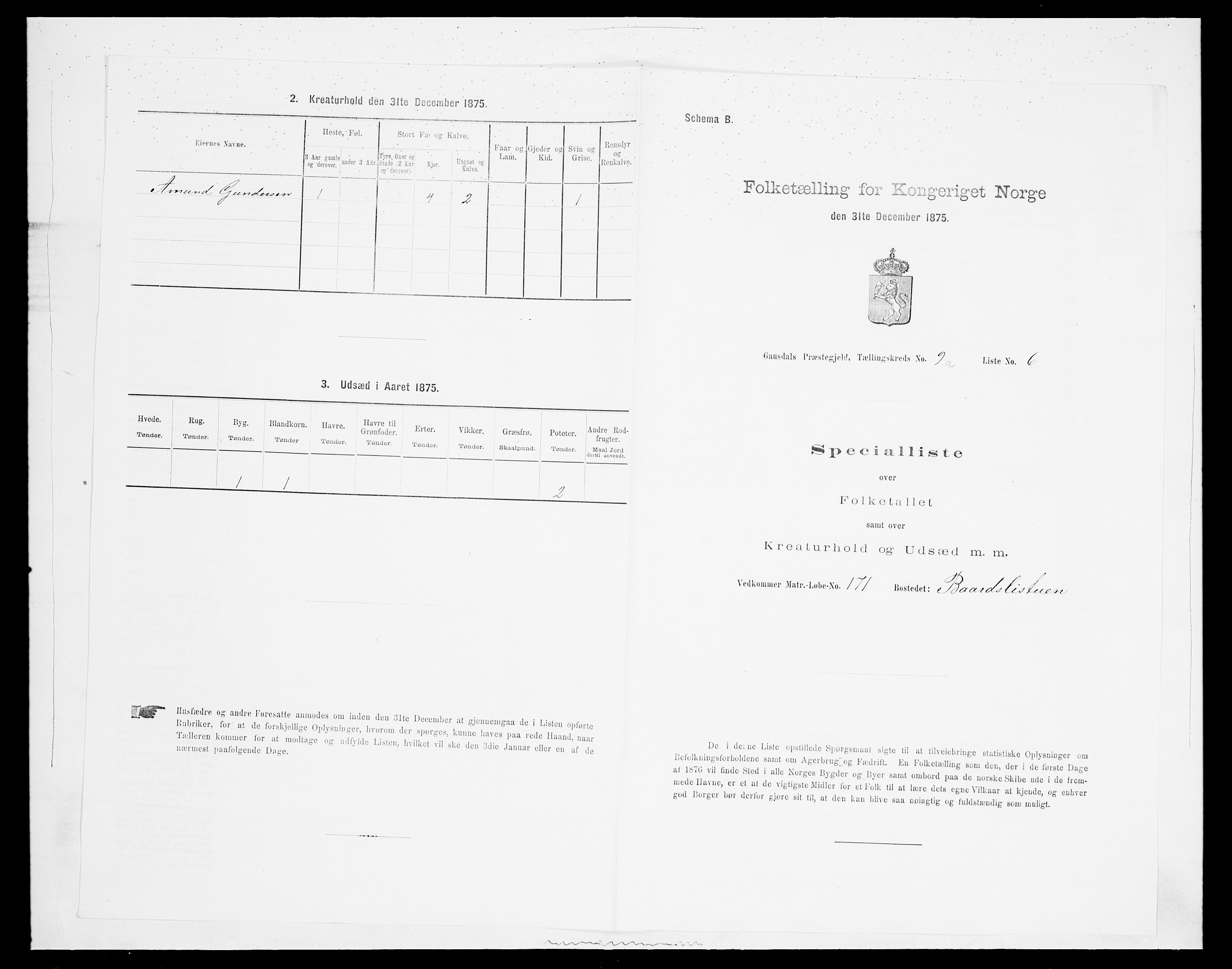 SAH, Folketelling 1875 for 0522P Gausdal prestegjeld, 1875, s. 1526