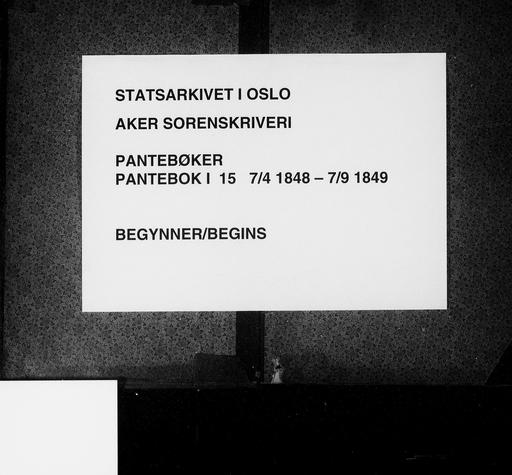 Aker sorenskriveri, AV/SAO-A-10895/G/Gb/Gba/L0015: Pantebok nr. I 15, 1848-1849