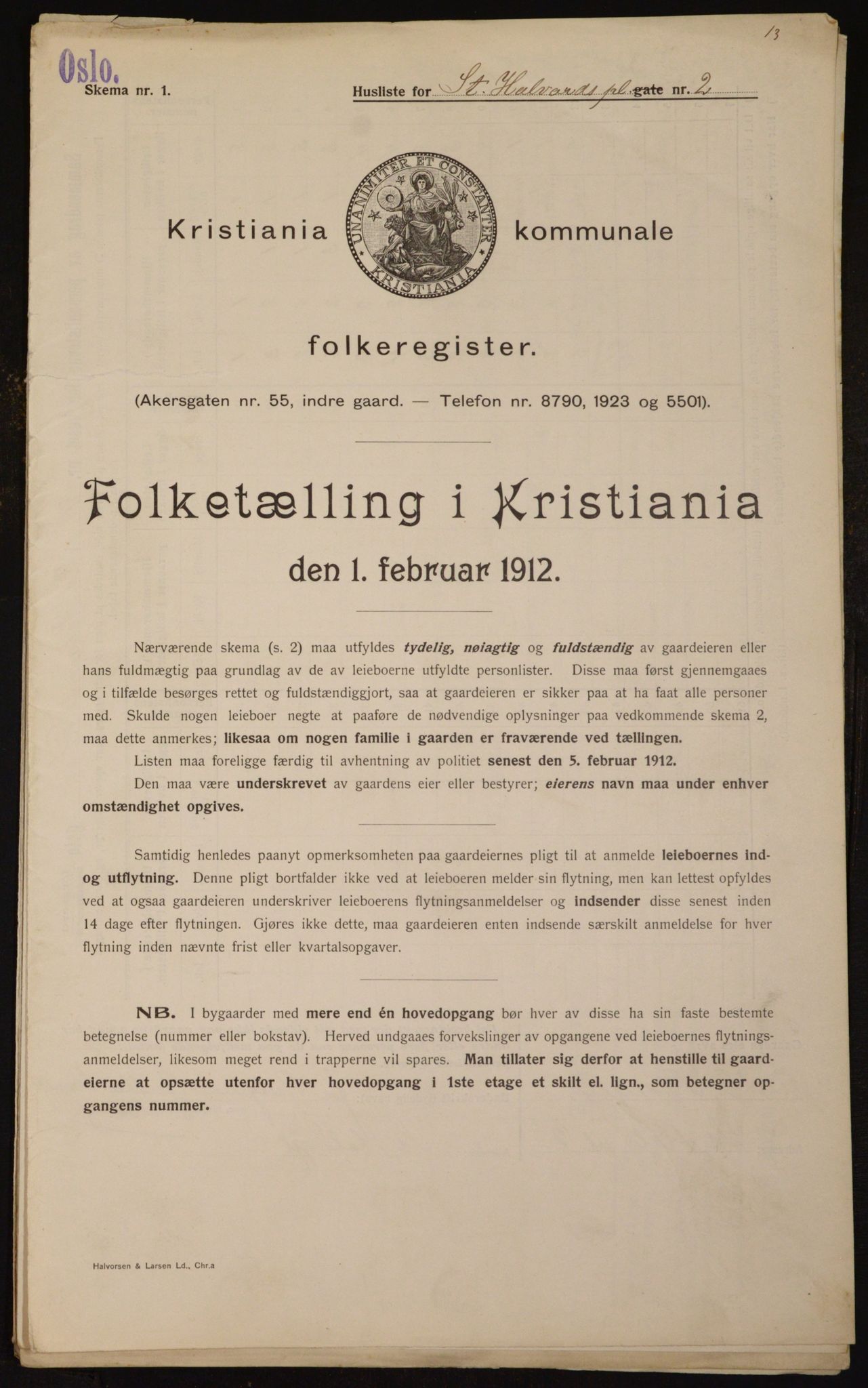 OBA, Kommunal folketelling 1.2.1912 for Kristiania, 1912, s. 88153