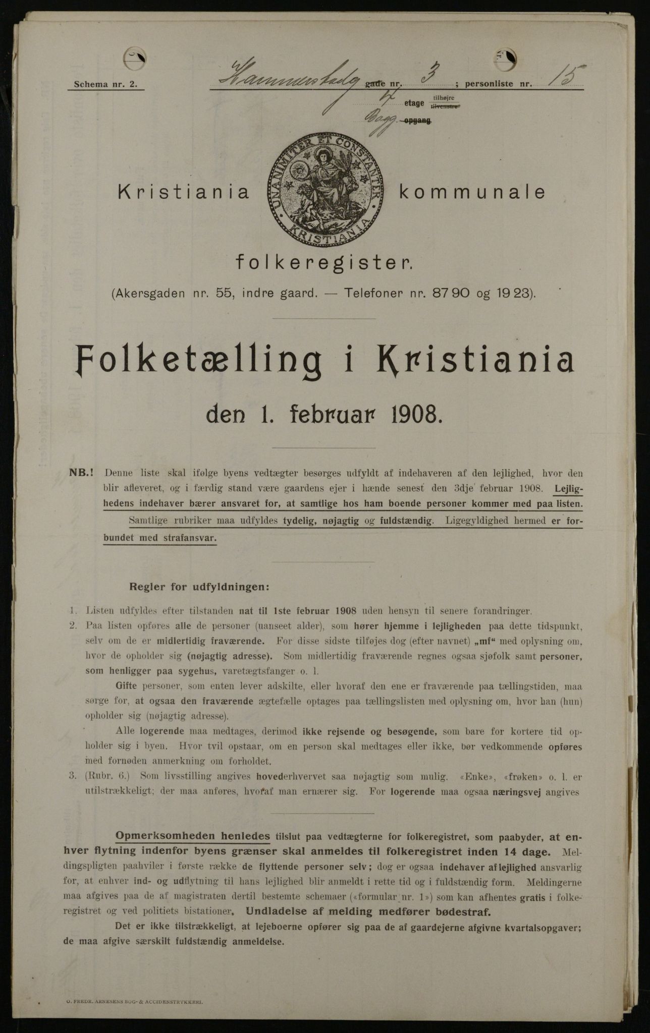 OBA, Kommunal folketelling 1.2.1908 for Kristiania kjøpstad, 1908, s. 31170