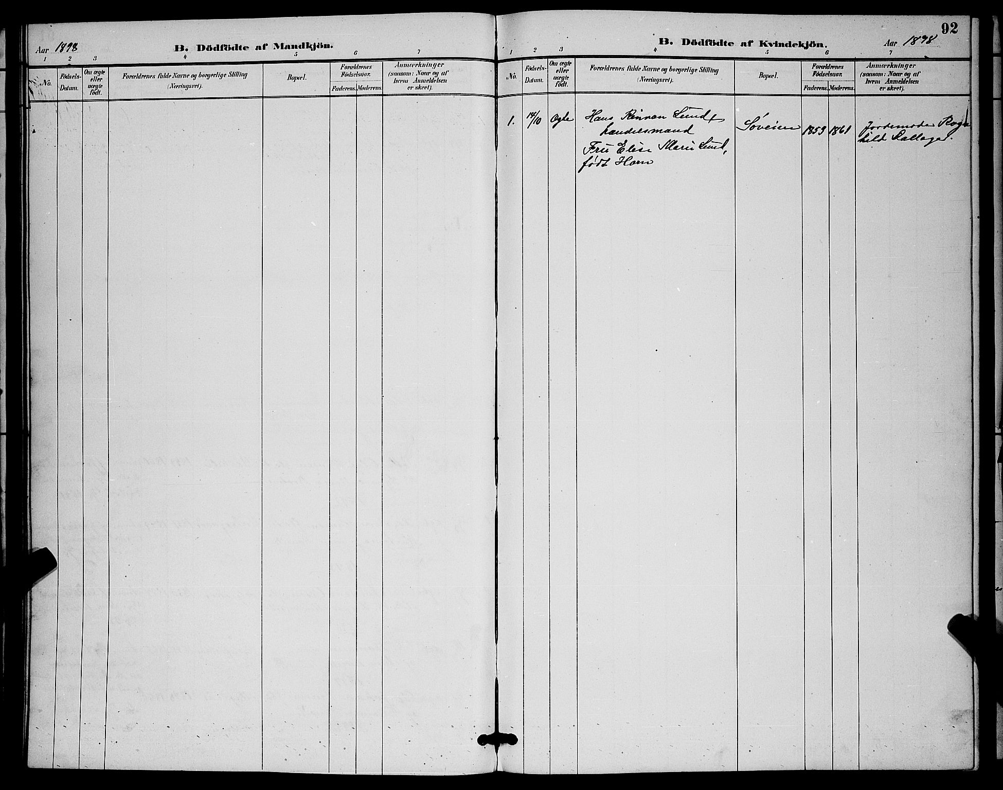 Ibestad sokneprestembete, SATØ/S-0077/H/Ha/Hab/L0015klokker: Klokkerbok nr. 15, 1888-1899, s. 92