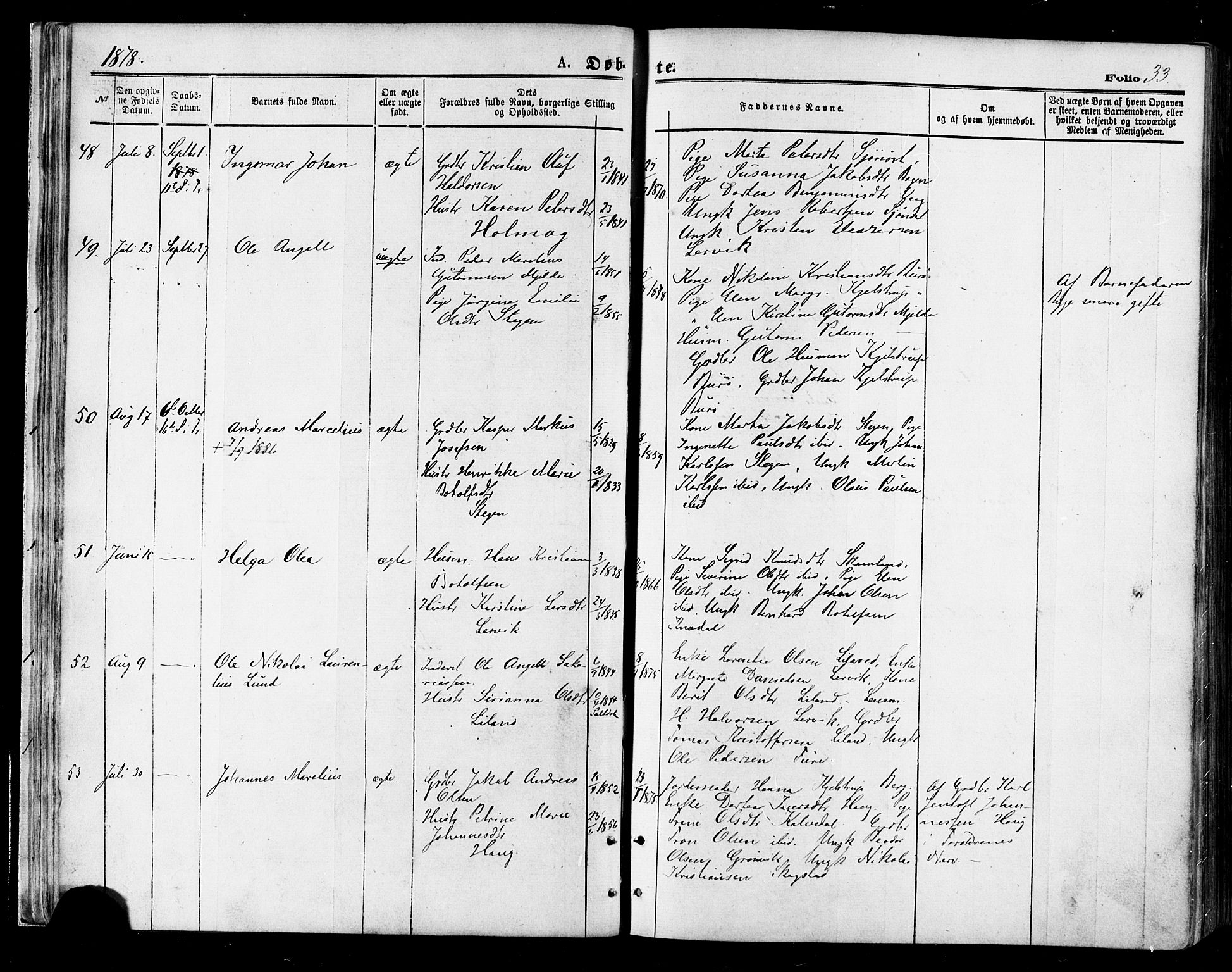 Ministerialprotokoller, klokkerbøker og fødselsregistre - Nordland, AV/SAT-A-1459/855/L0802: Ministerialbok nr. 855A10, 1875-1886, s. 33