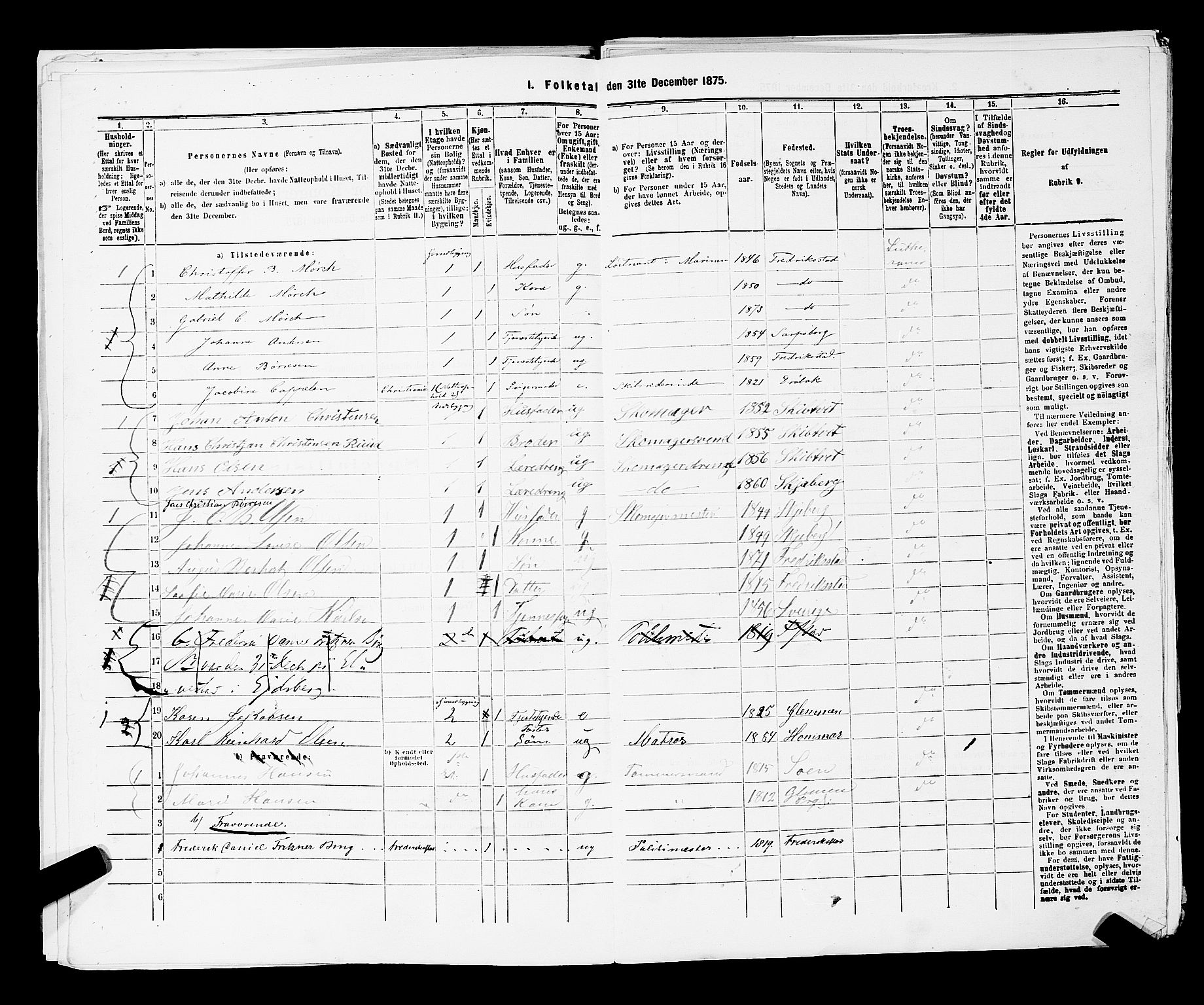 RA, Folketelling 1875 for 0103B Fredrikstad prestegjeld, Fredrikstad kjøpstad, 1875, s. 91