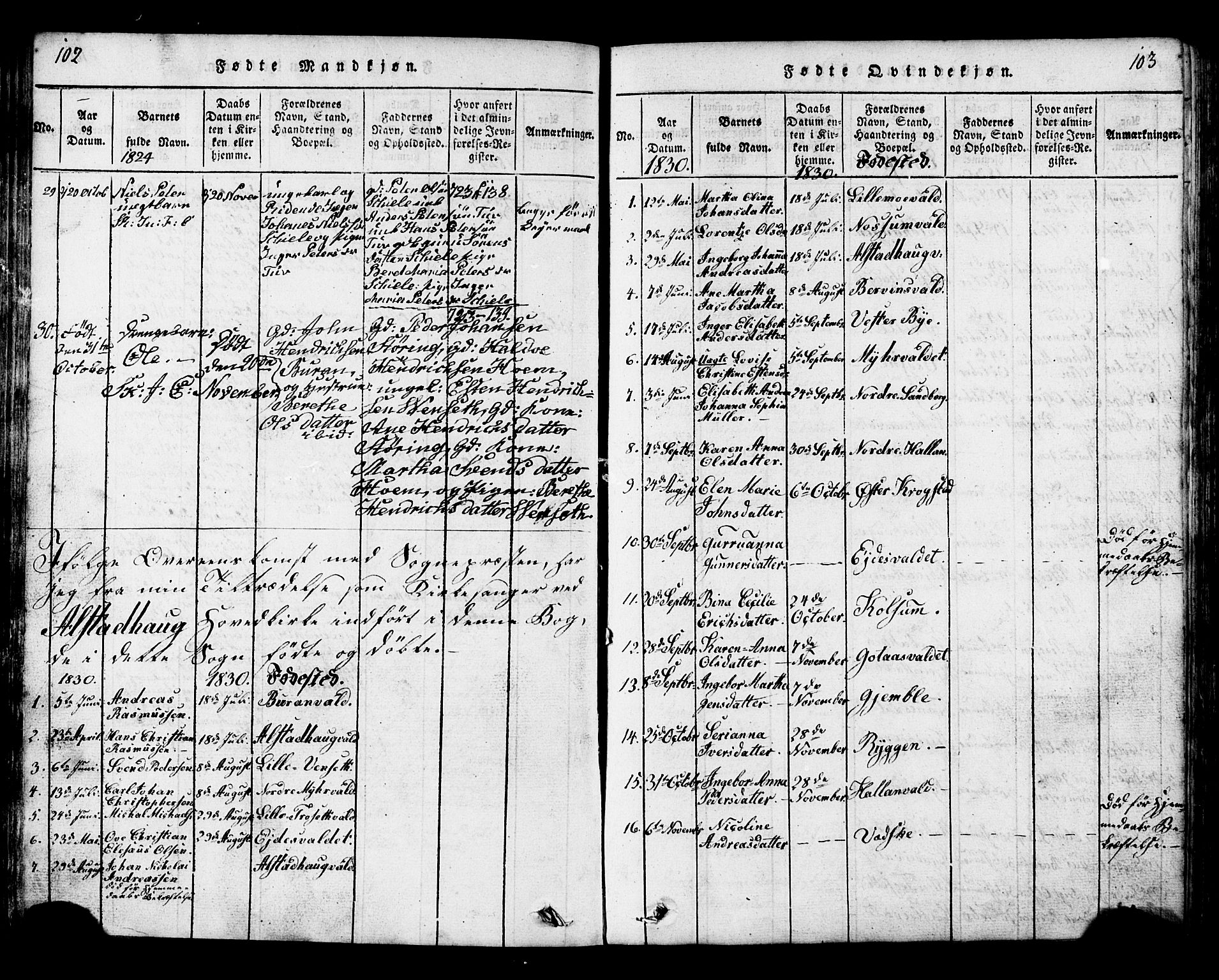 Ministerialprotokoller, klokkerbøker og fødselsregistre - Nord-Trøndelag, AV/SAT-A-1458/717/L0169: Klokkerbok nr. 717C01, 1816-1834, s. 102-103