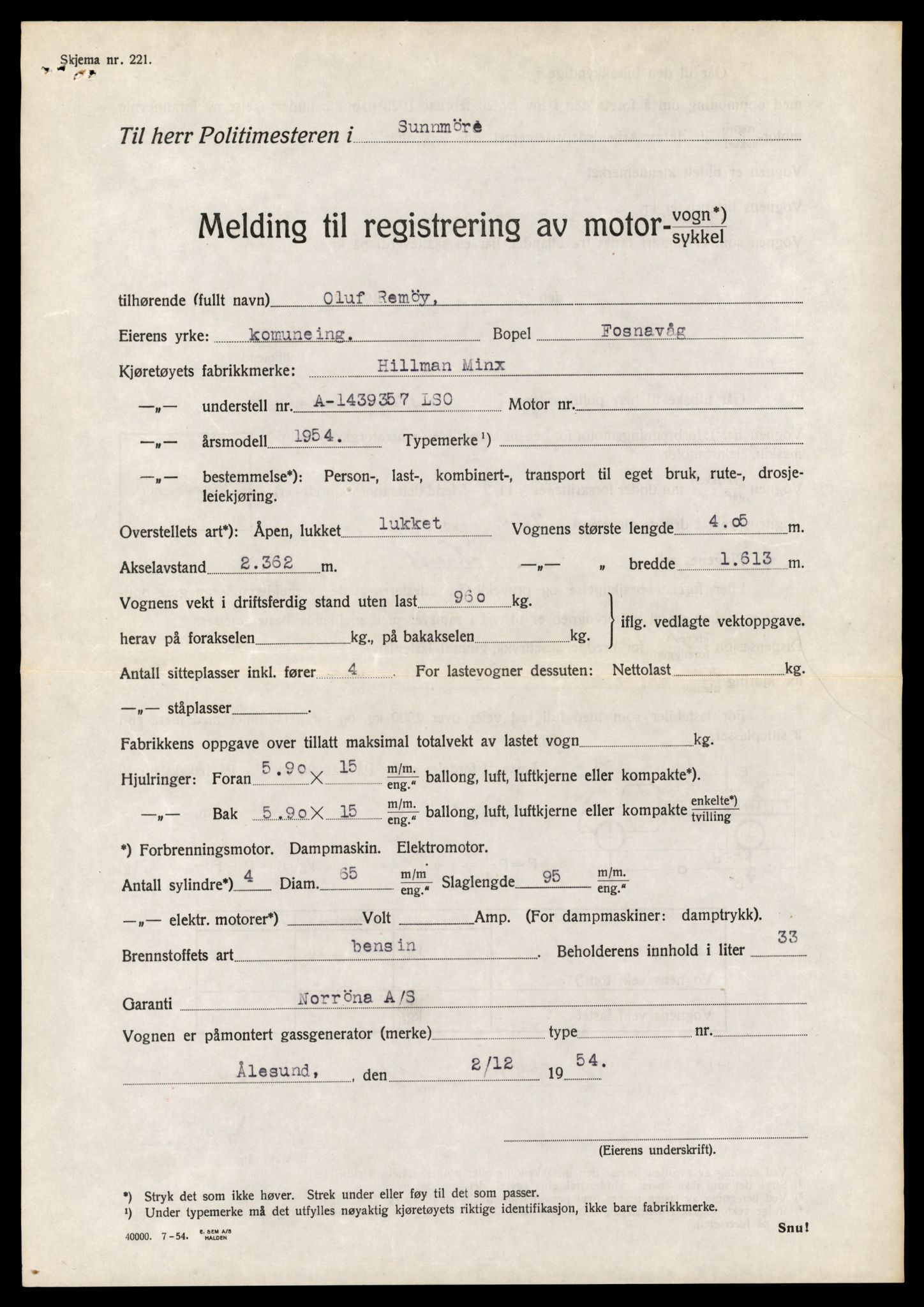 Møre og Romsdal vegkontor - Ålesund trafikkstasjon, AV/SAT-A-4099/F/Fe/L0042: Registreringskort for kjøretøy T 13906 - T 14079, 1927-1998, s. 1707