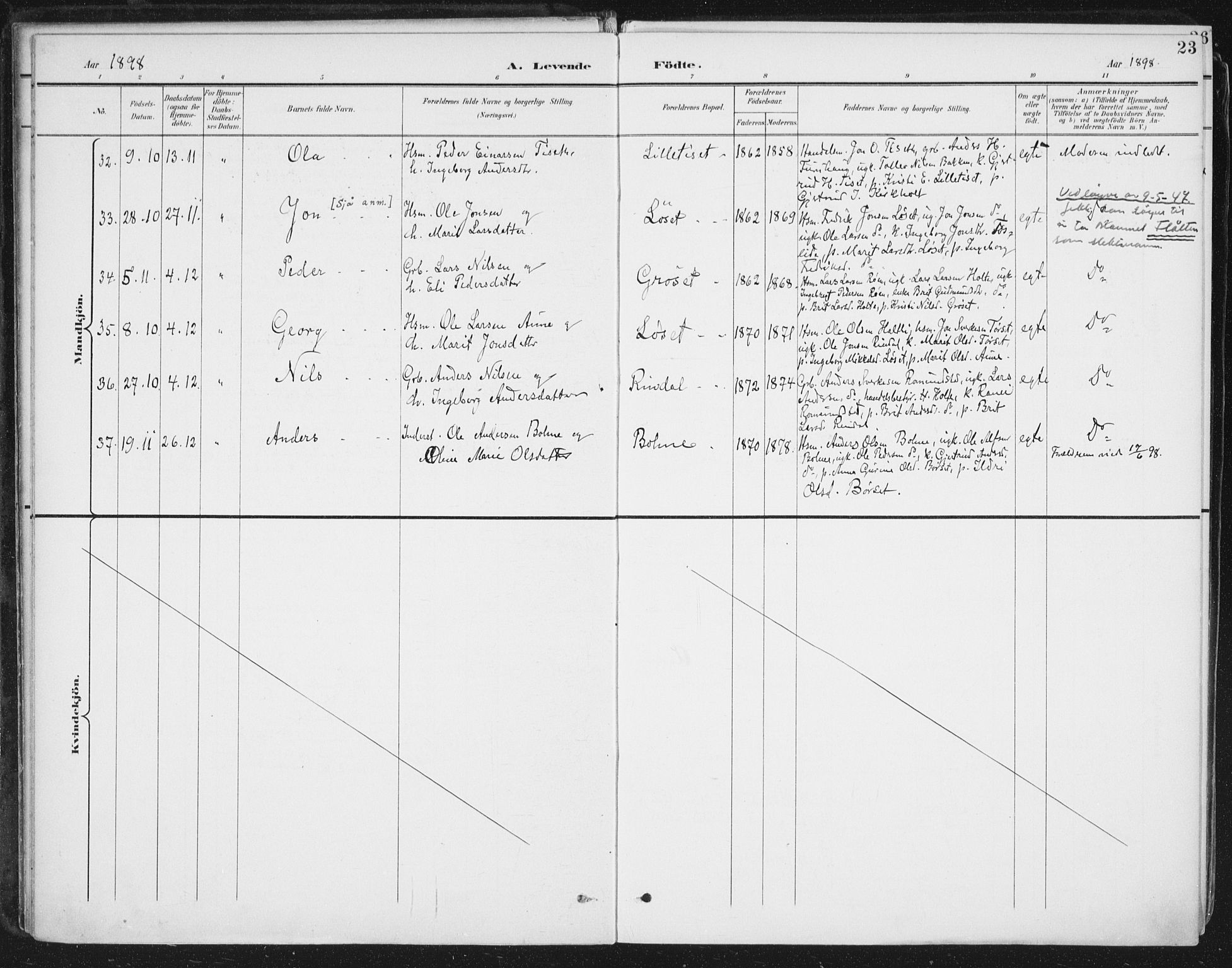 Ministerialprotokoller, klokkerbøker og fødselsregistre - Møre og Romsdal, AV/SAT-A-1454/598/L1072: Ministerialbok nr. 598A06, 1896-1910, s. 23