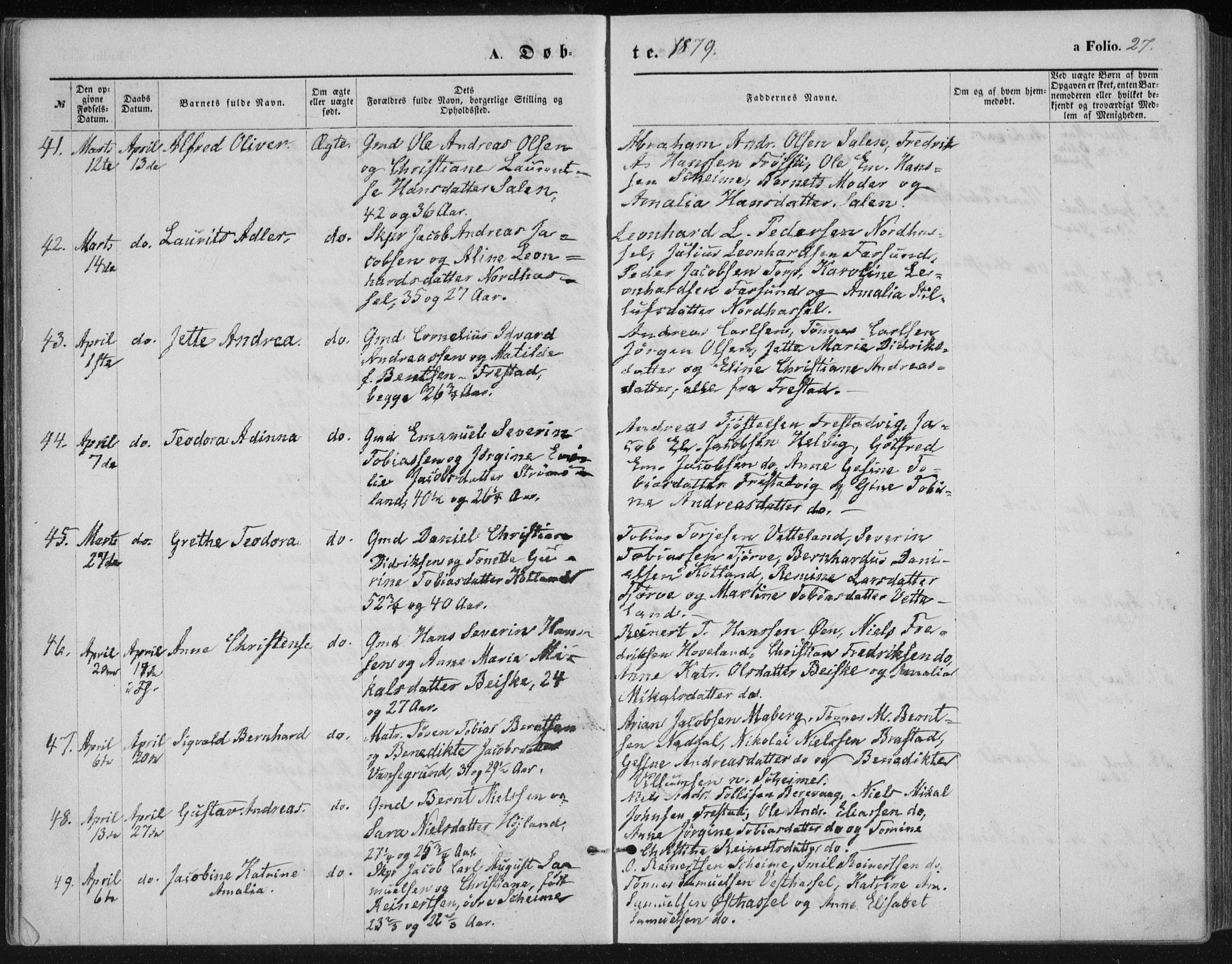 Lista sokneprestkontor, AV/SAK-1111-0027/F/Fb/L0004: Klokkerbok nr. B 4, 1877-1891, s. 27