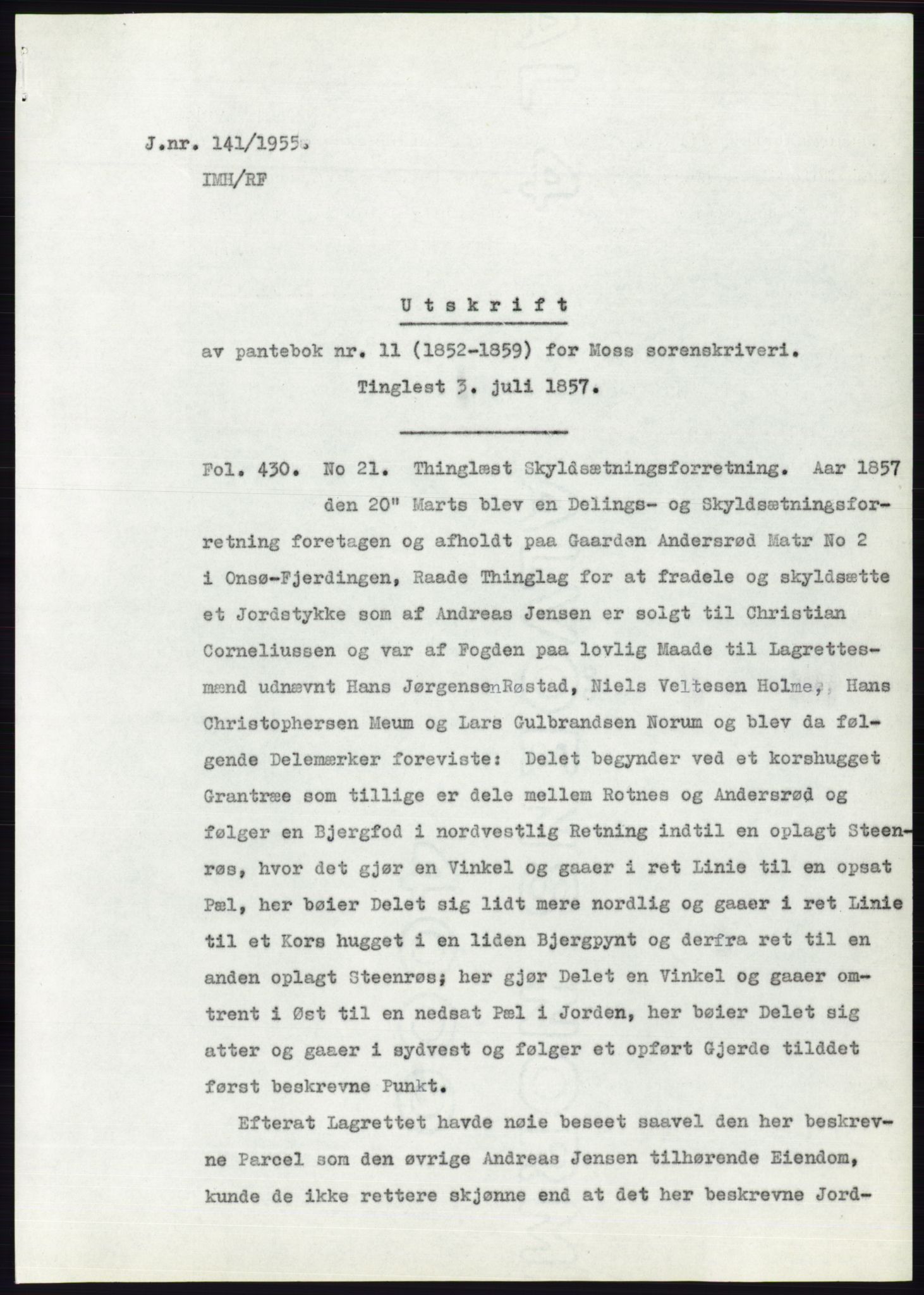 Statsarkivet i Oslo, SAO/A-10621/Z/Zd/L0002: Avskrifter, j.nr 5-691/1955, 1955, s. 128