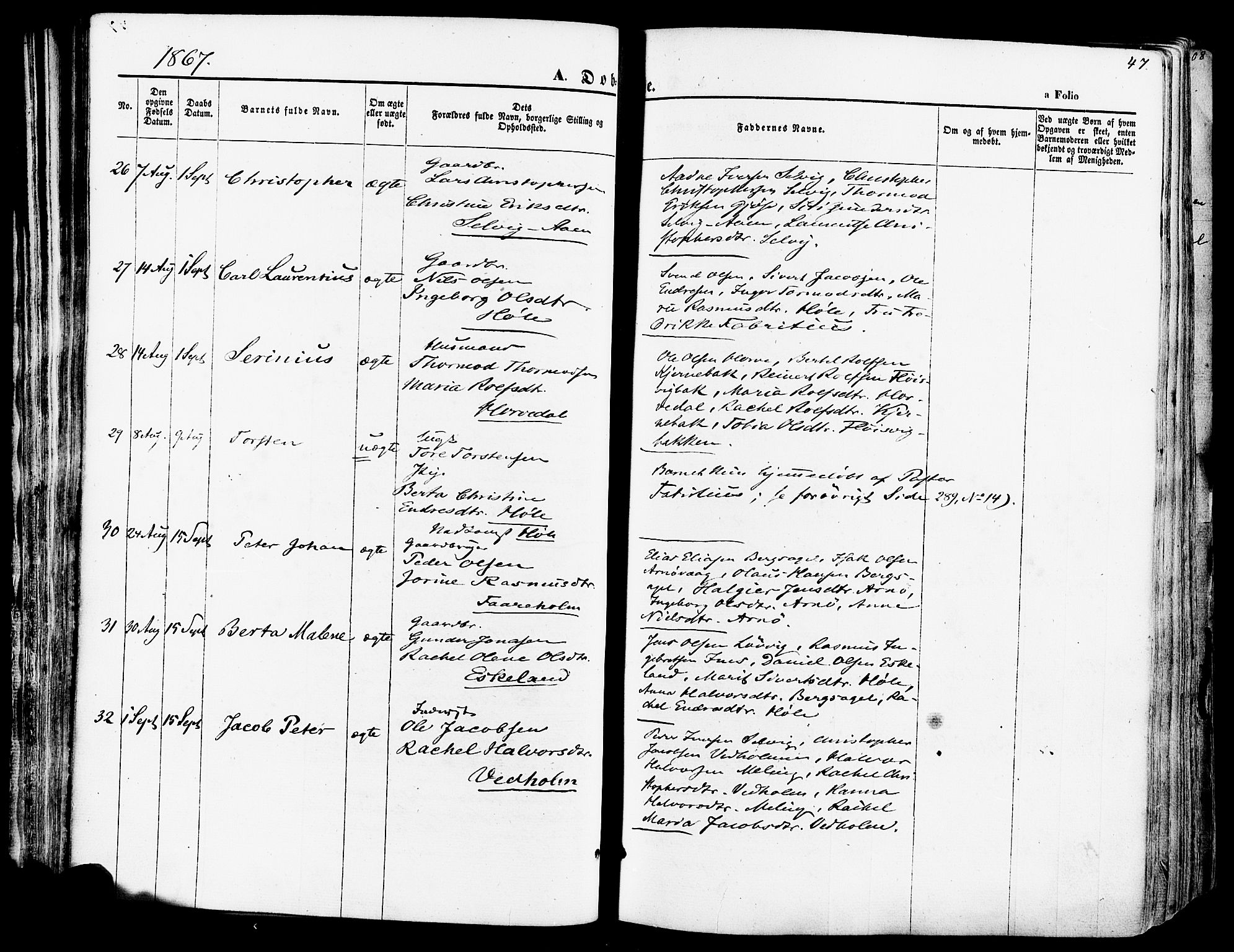 Høgsfjord sokneprestkontor, AV/SAST-A-101624/H/Ha/Haa/L0002: Ministerialbok nr. A 2, 1855-1885, s. 47