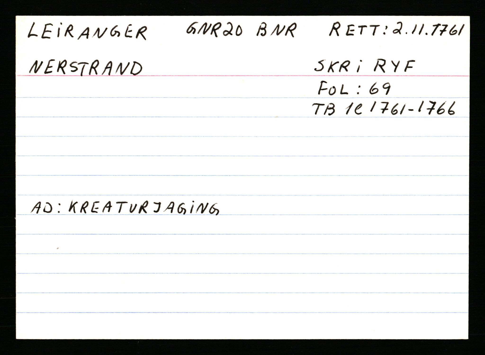 Statsarkivet i Stavanger, AV/SAST-A-101971/03/Y/Ym/L0035: Åstedskort sortert etter gårdsnavn: Leiranger - Lindanger, 1600-1950, s. 40