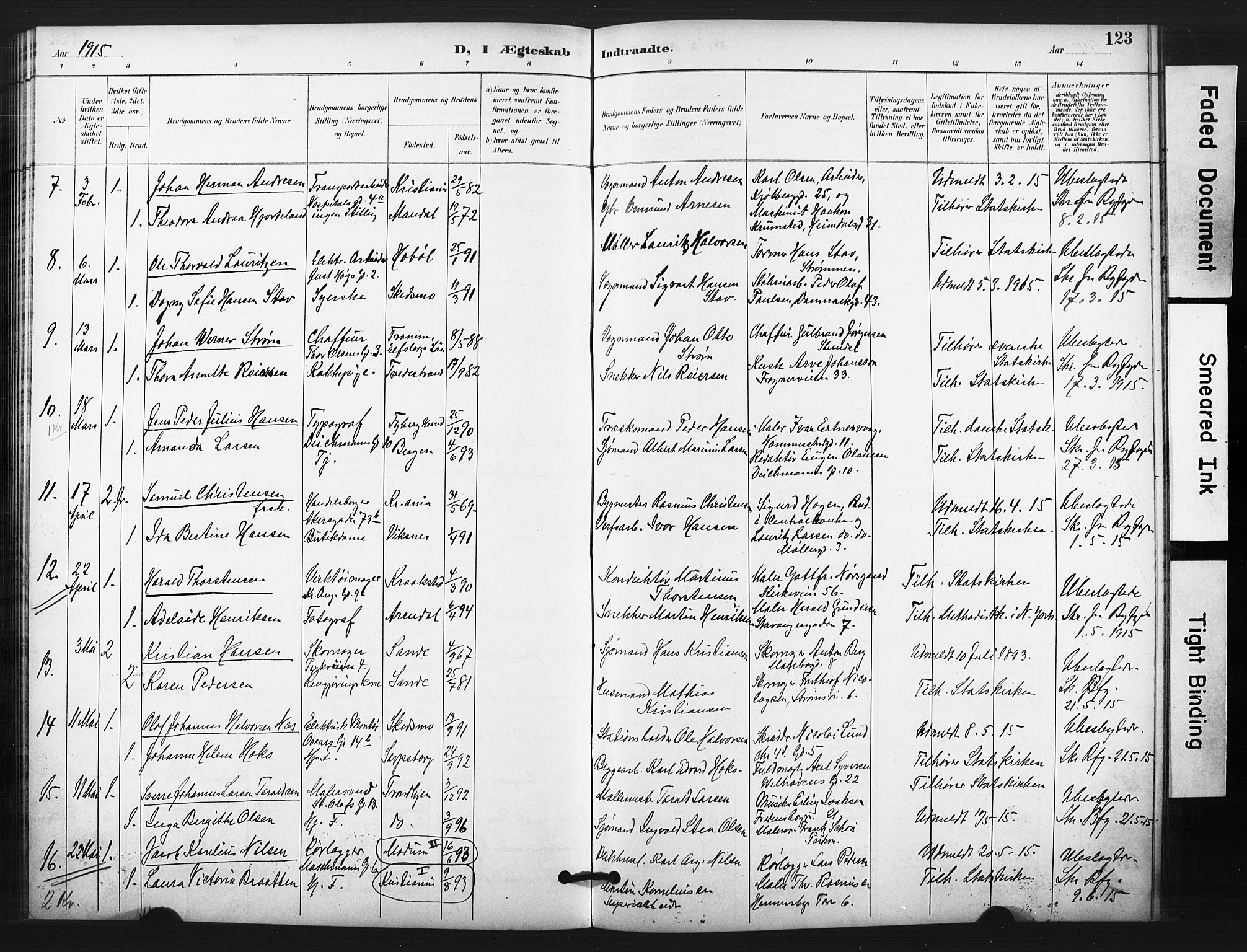 Trefoldighet prestekontor Kirkebøker, AV/SAO-A-10882/F/Fg/L0001: Ministerialbok nr. VII 1, 1892-1923, s. 123