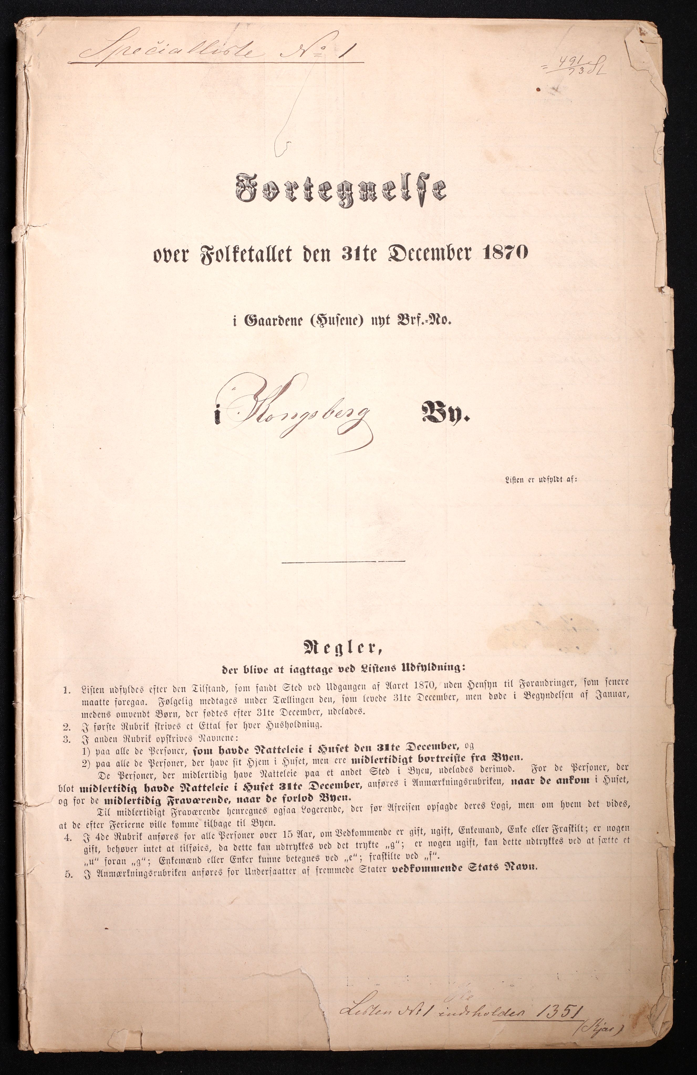 RA, Folketelling 1870 for 0604 Kongsberg kjøpstad, 1870, s. 3