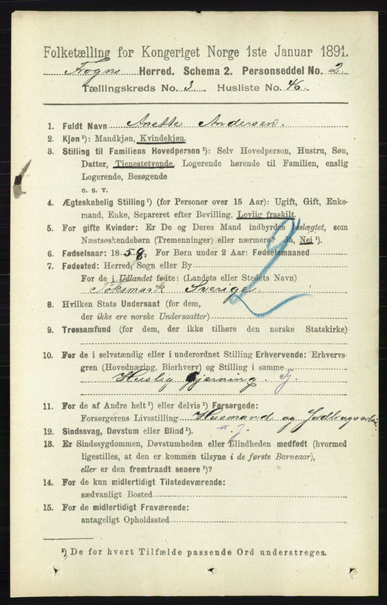 RA, Folketelling 1891 for 0215 Frogn herred, 1891, s. 2181