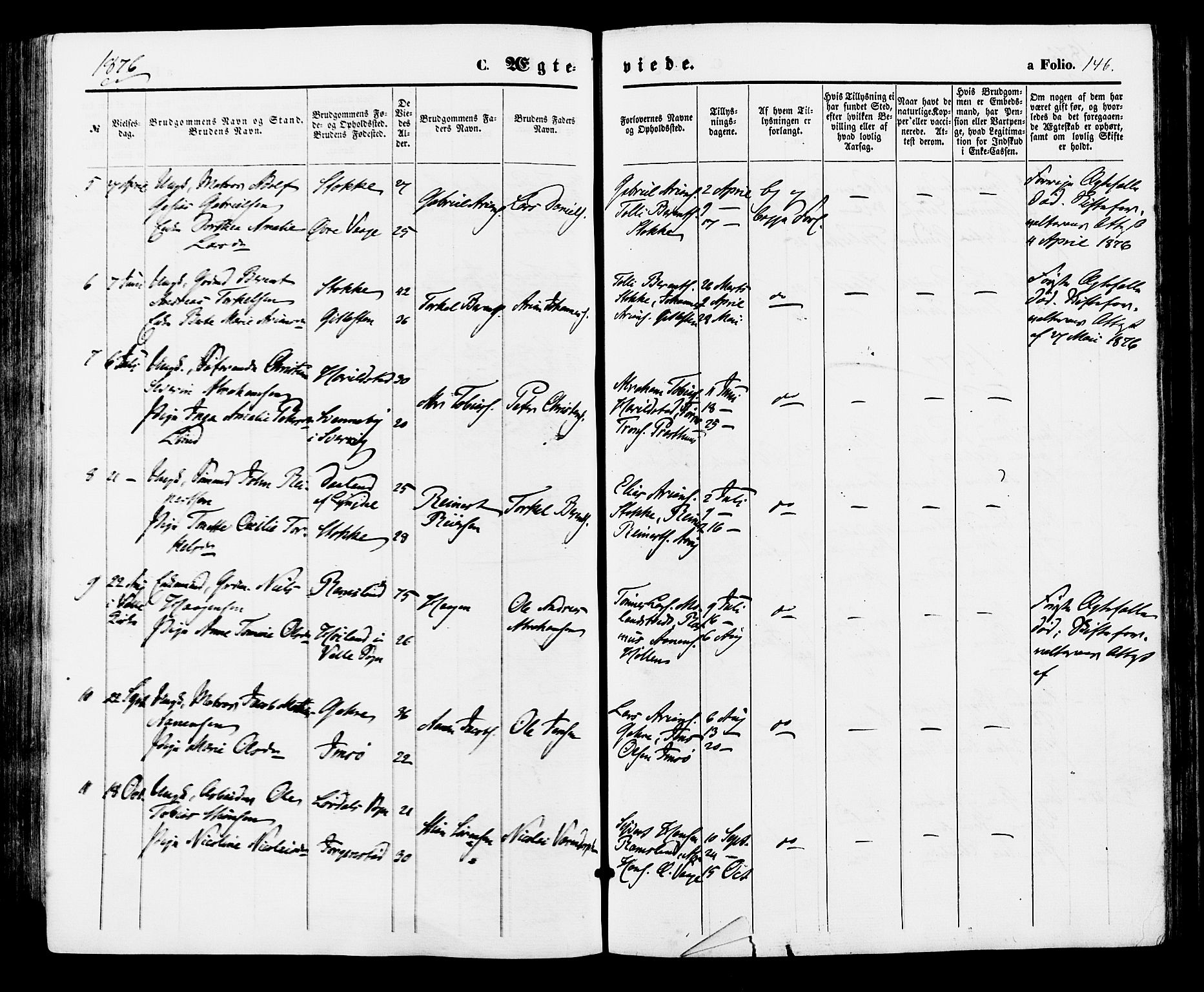 Sør-Audnedal sokneprestkontor, AV/SAK-1111-0039/F/Fa/Faa/L0003: Ministerialbok nr. A 3, 1868-1883, s. 146